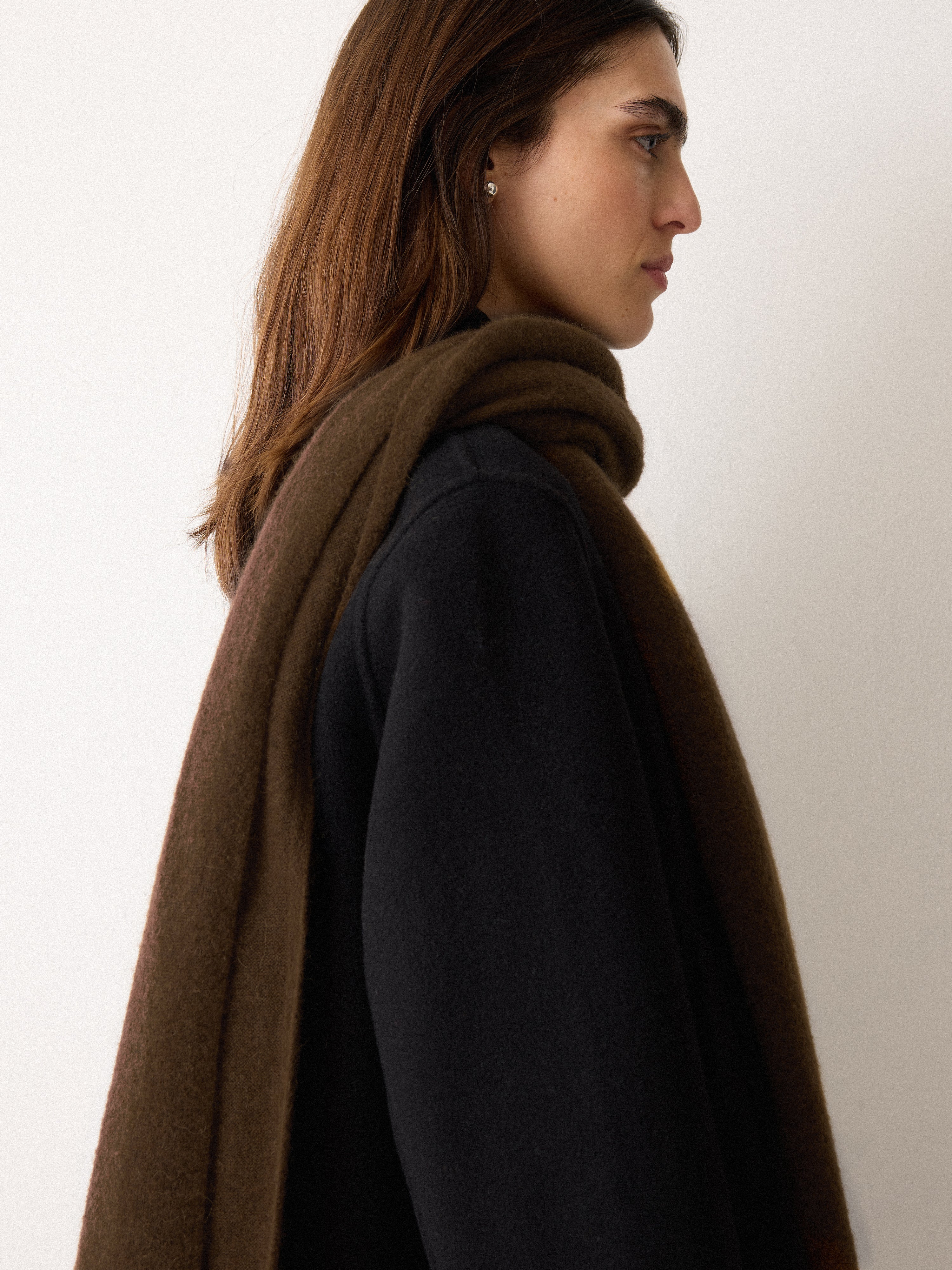 Soft Gauzy Knit Scarf | Brown - Image 3