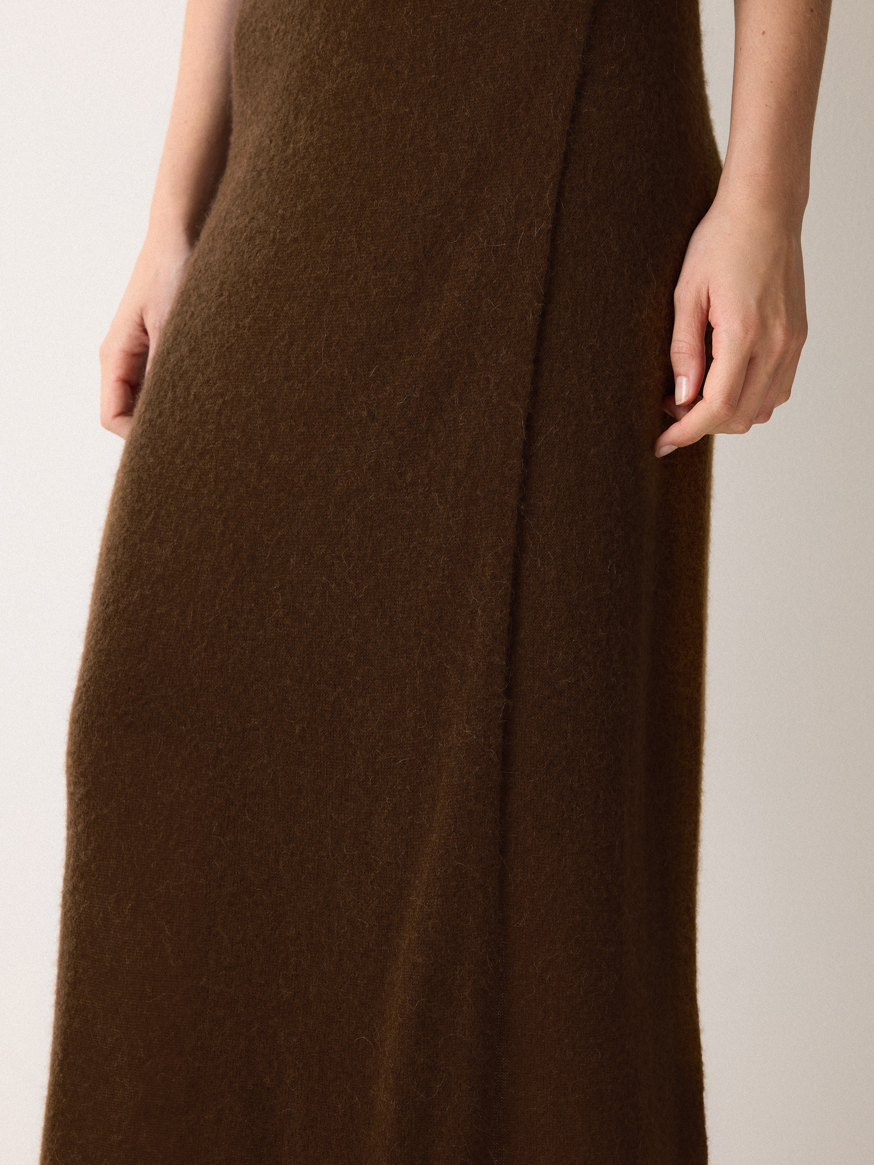 Soft Gauzy Knit Skirt | Brown - Image 4