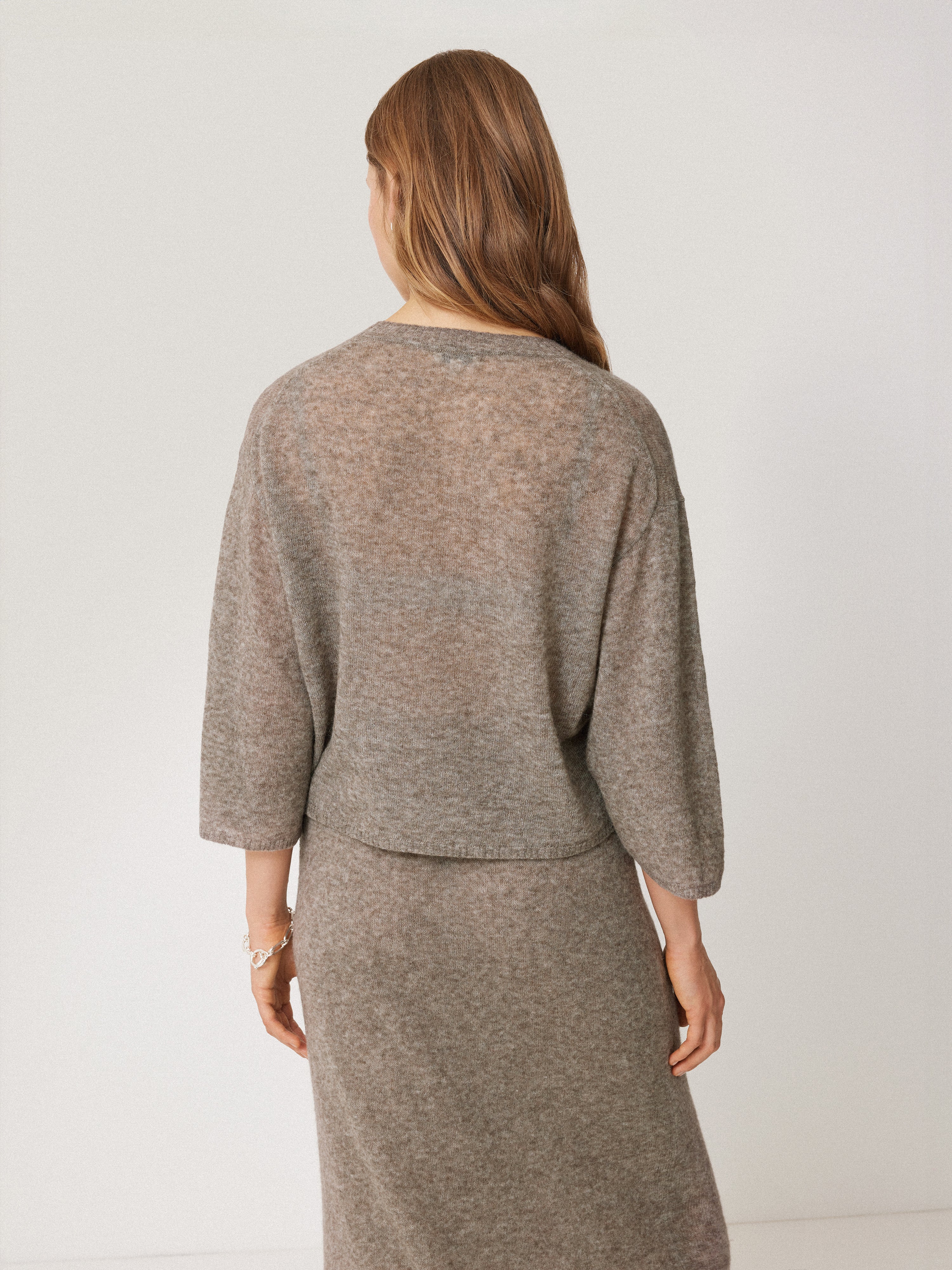 Soft Gauzy Knit T-shirt | Taupe - Image 5