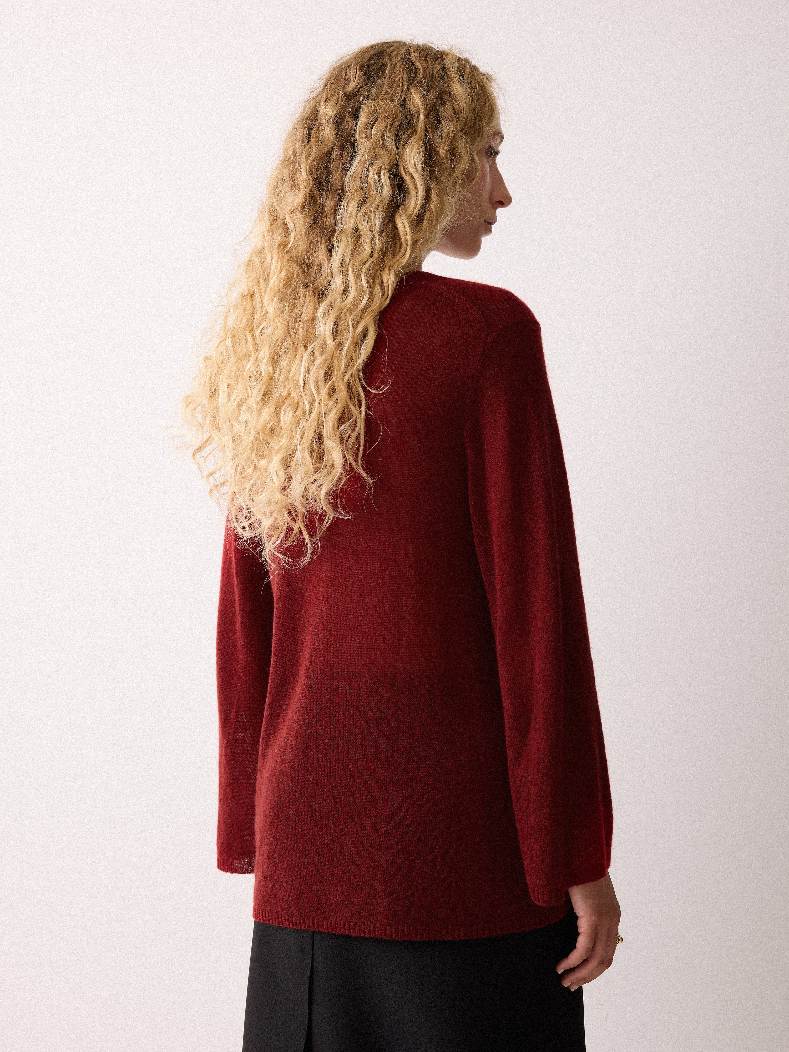 Soft Gauzy V Neck Jumper | Red - Image 4