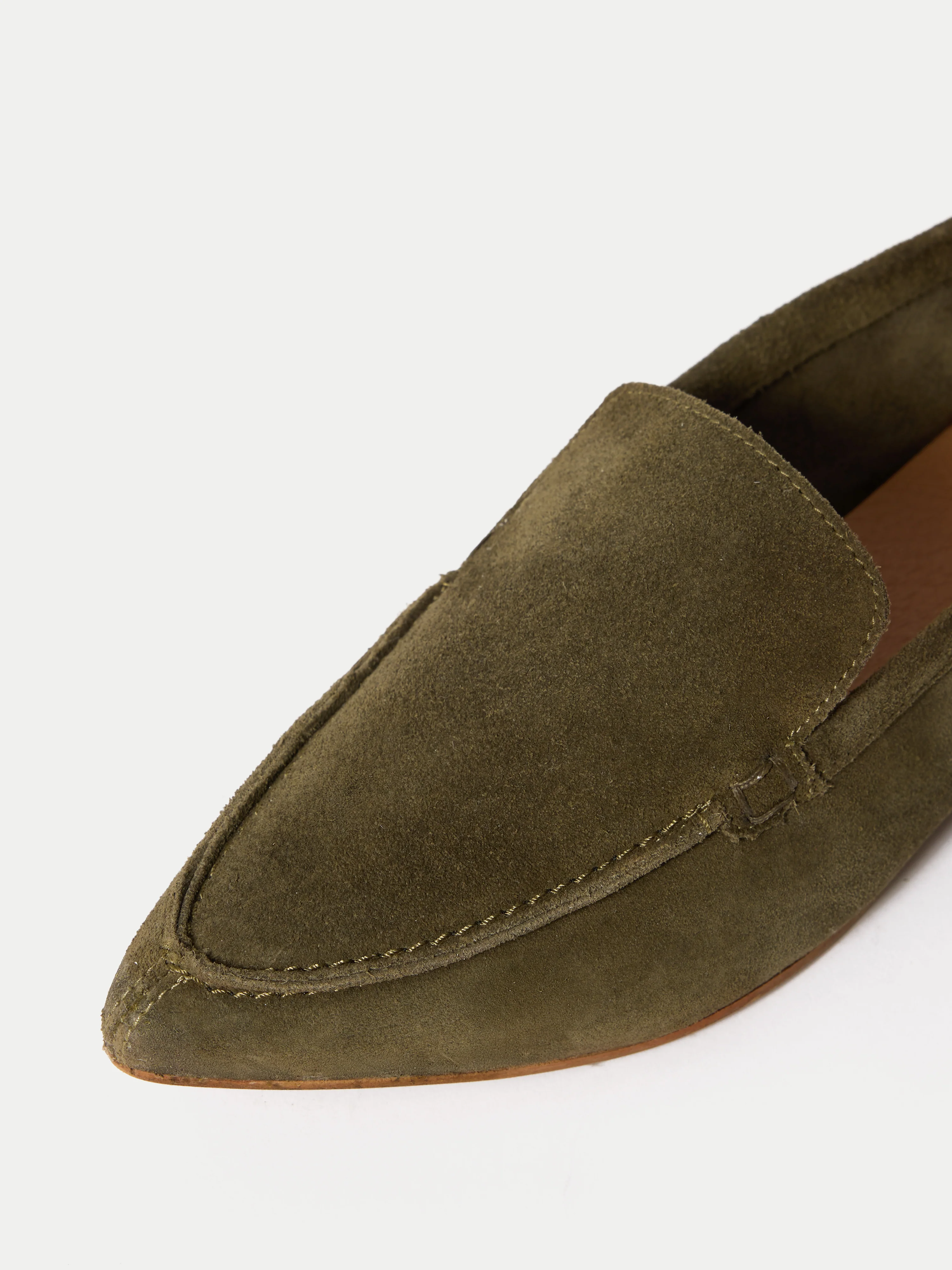 Soft Suede Pointed Loafer | Khaki - Image 3
