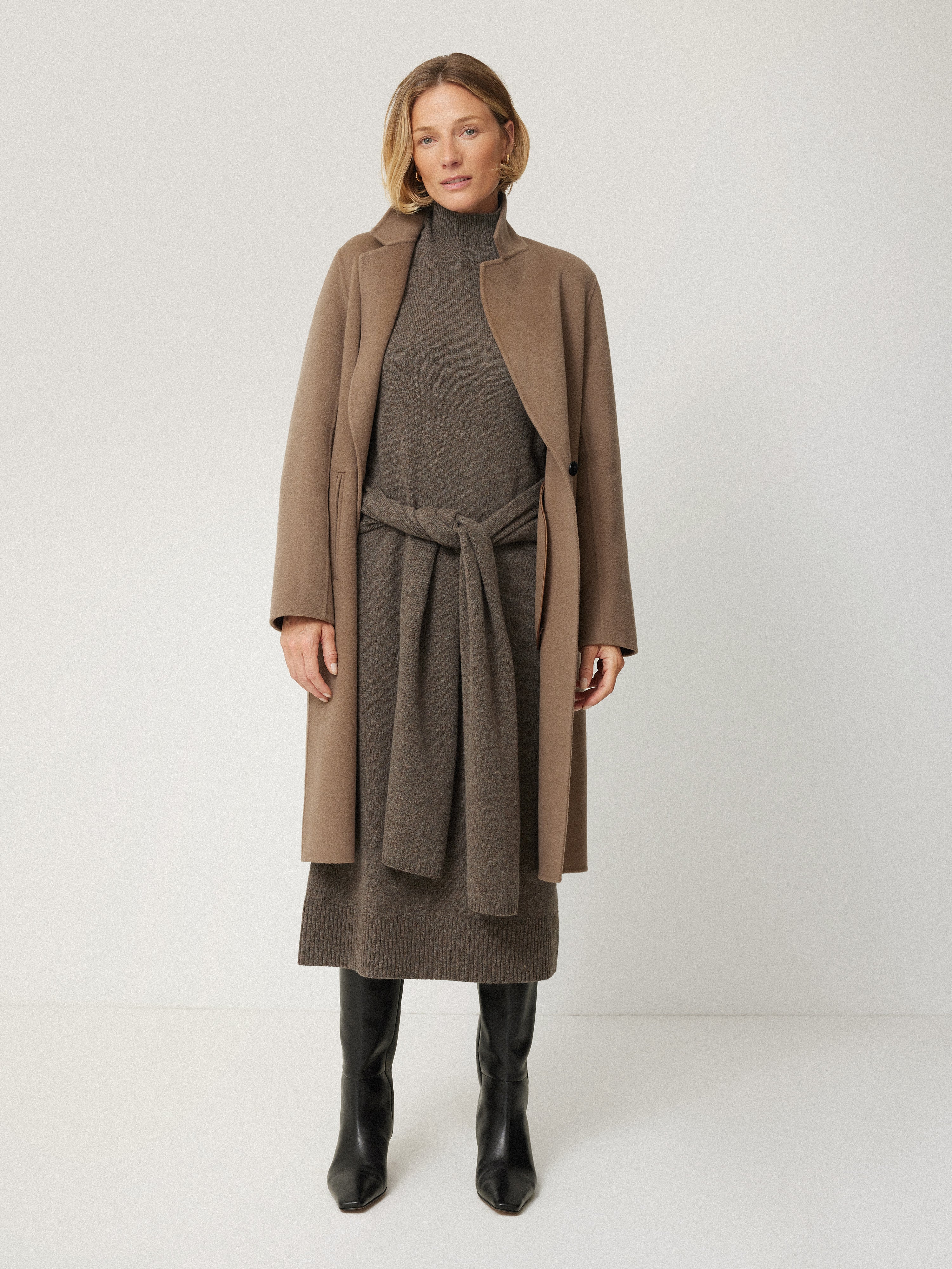 Soft Wool Scarf Jumper Dress | Taupe - Image 6