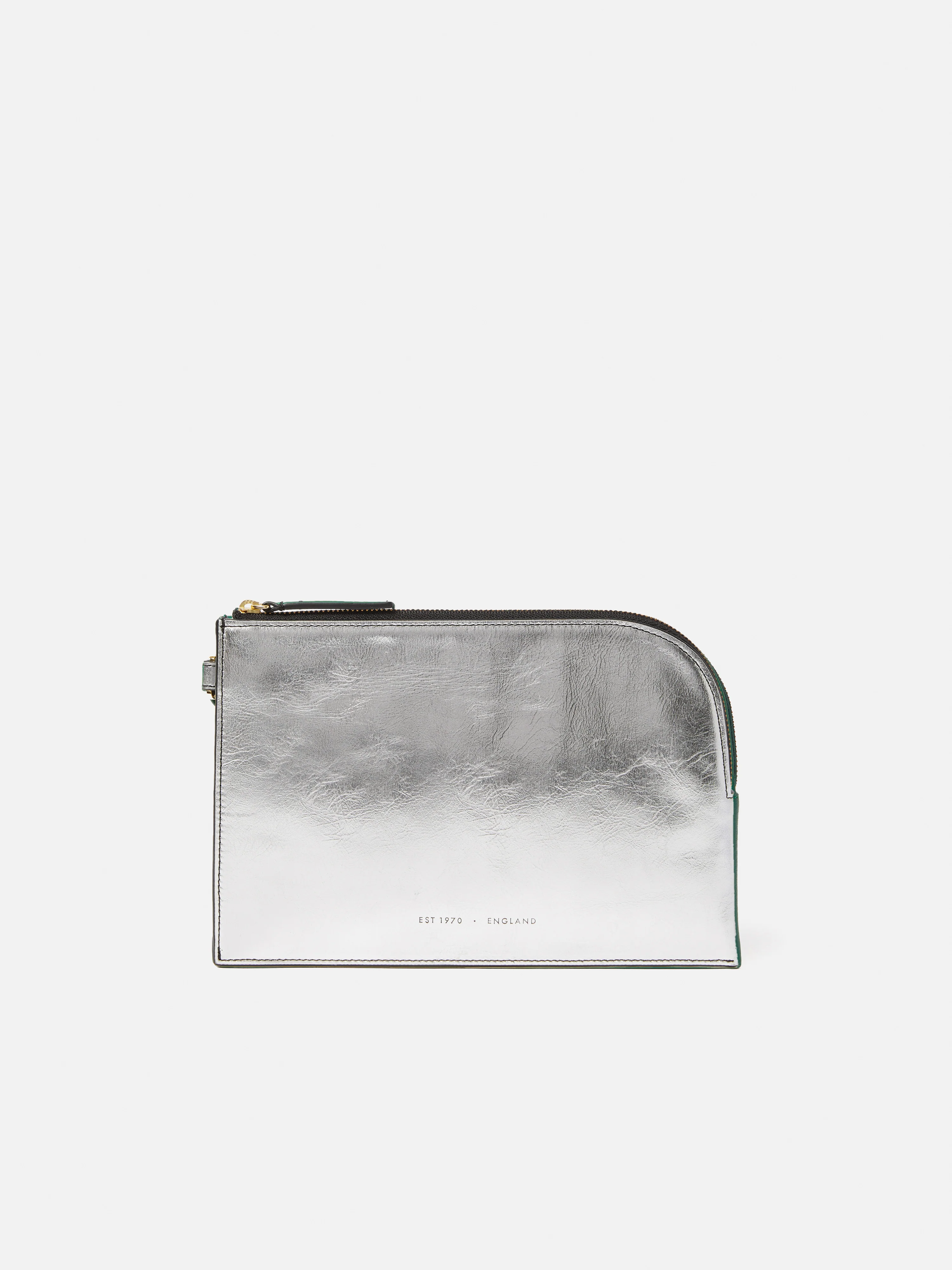 Sophia Metallic Leather Pouch | Silver