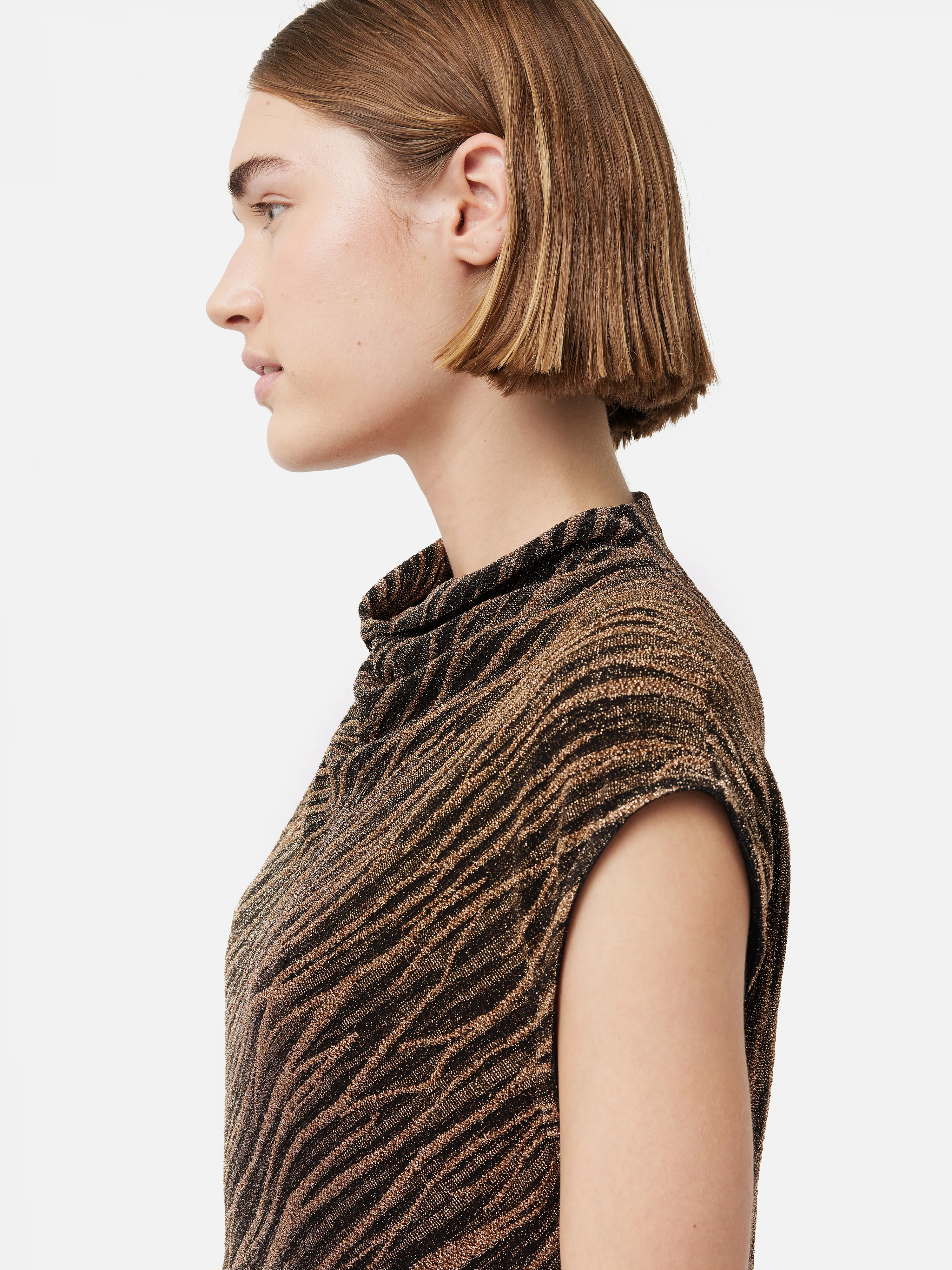 Sparkle Jersey Cowl Top | Gold - Image 3