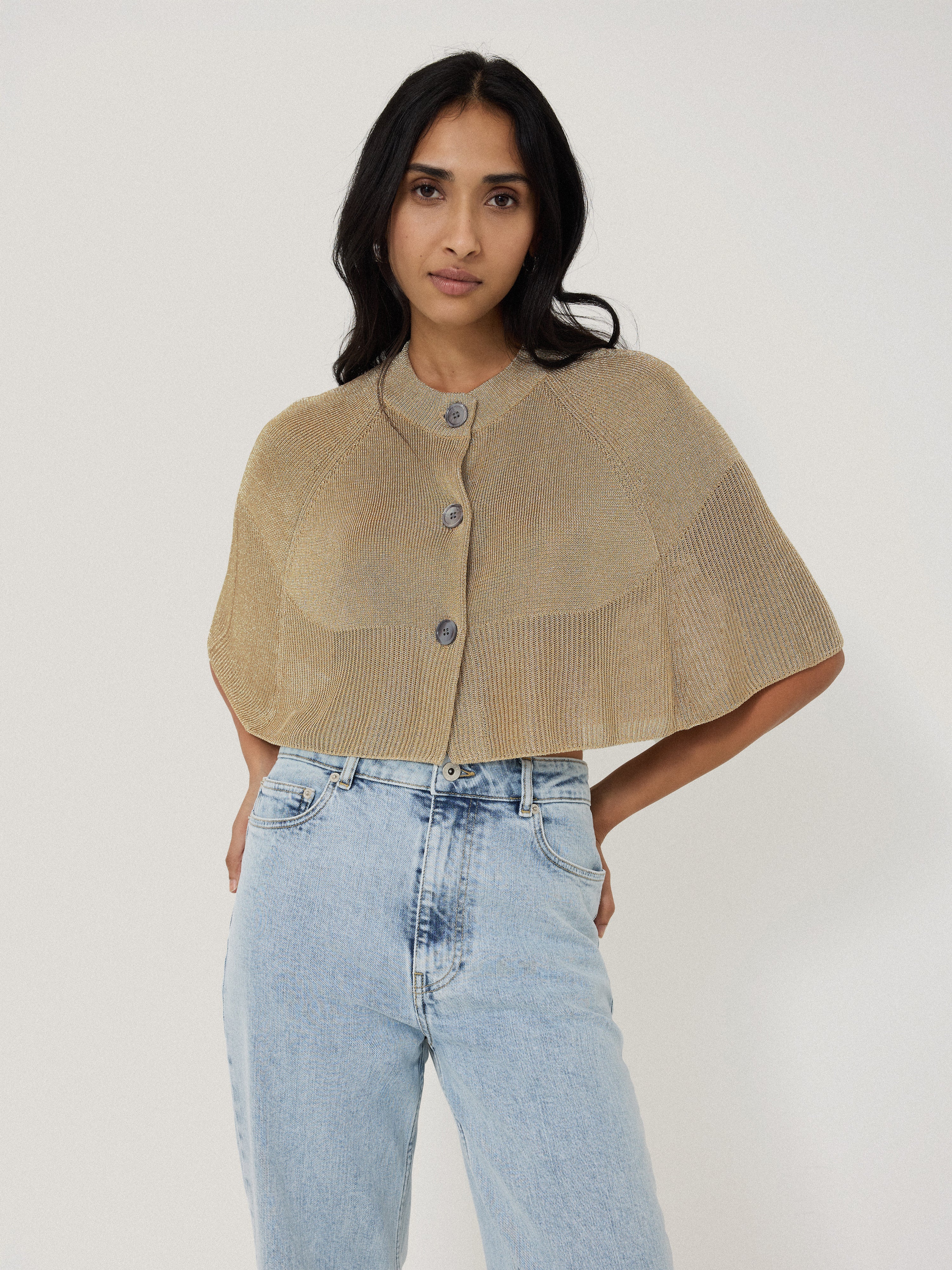 Sparkly Knitted Cape | Gold - Image 5