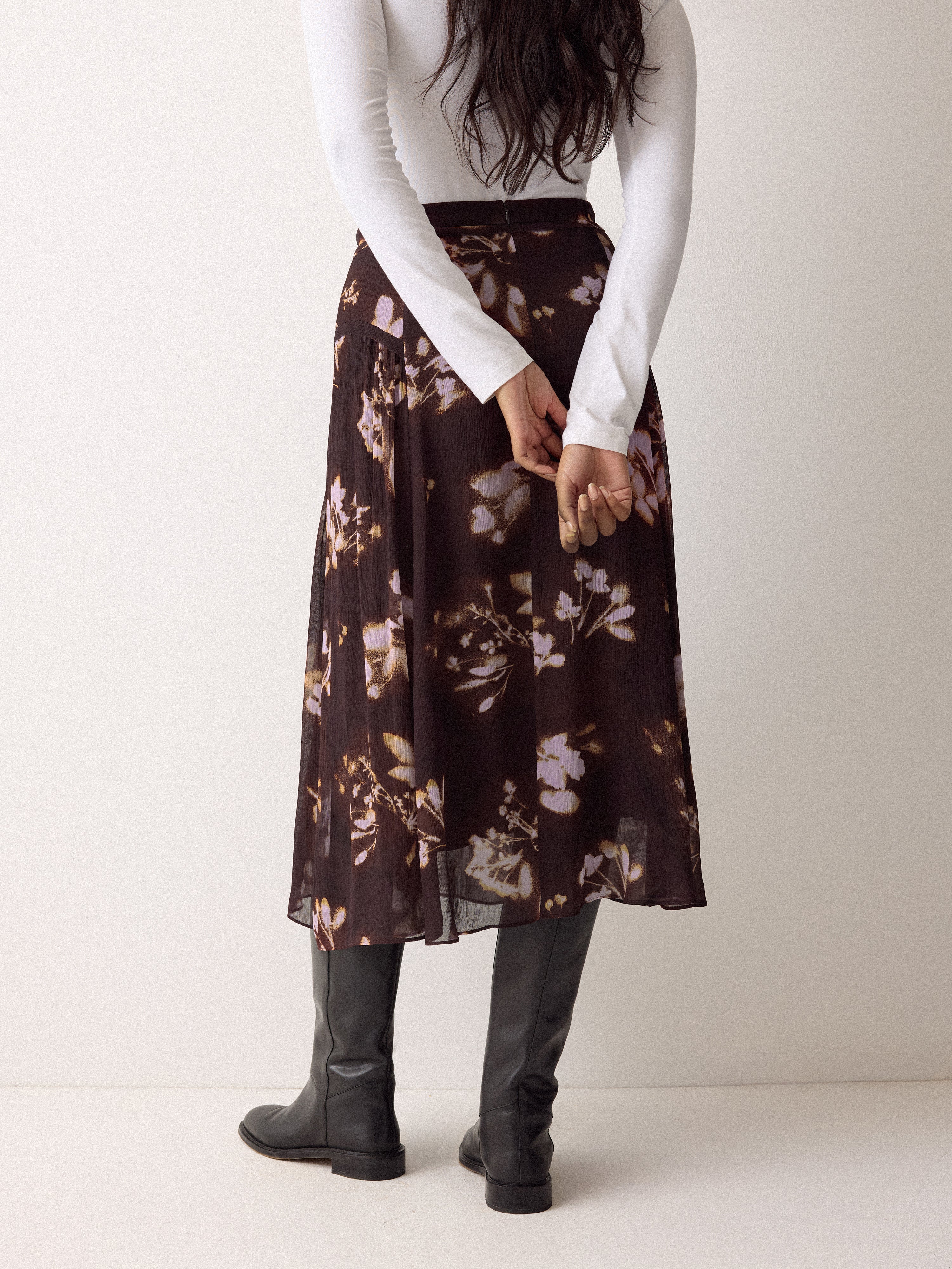 Spray Floral Midi Skirt | Purple - Image 3