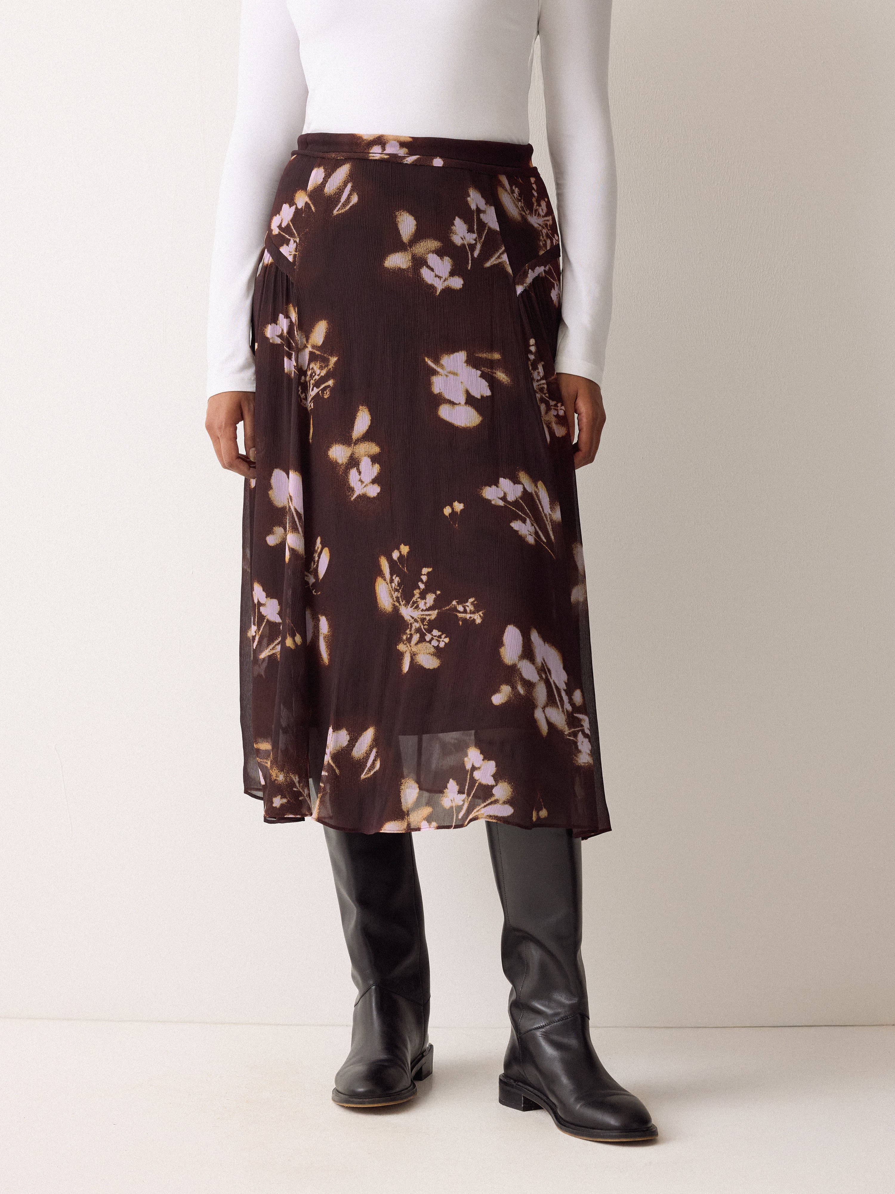 Spray Floral Midi Skirt | Purple - Image 4