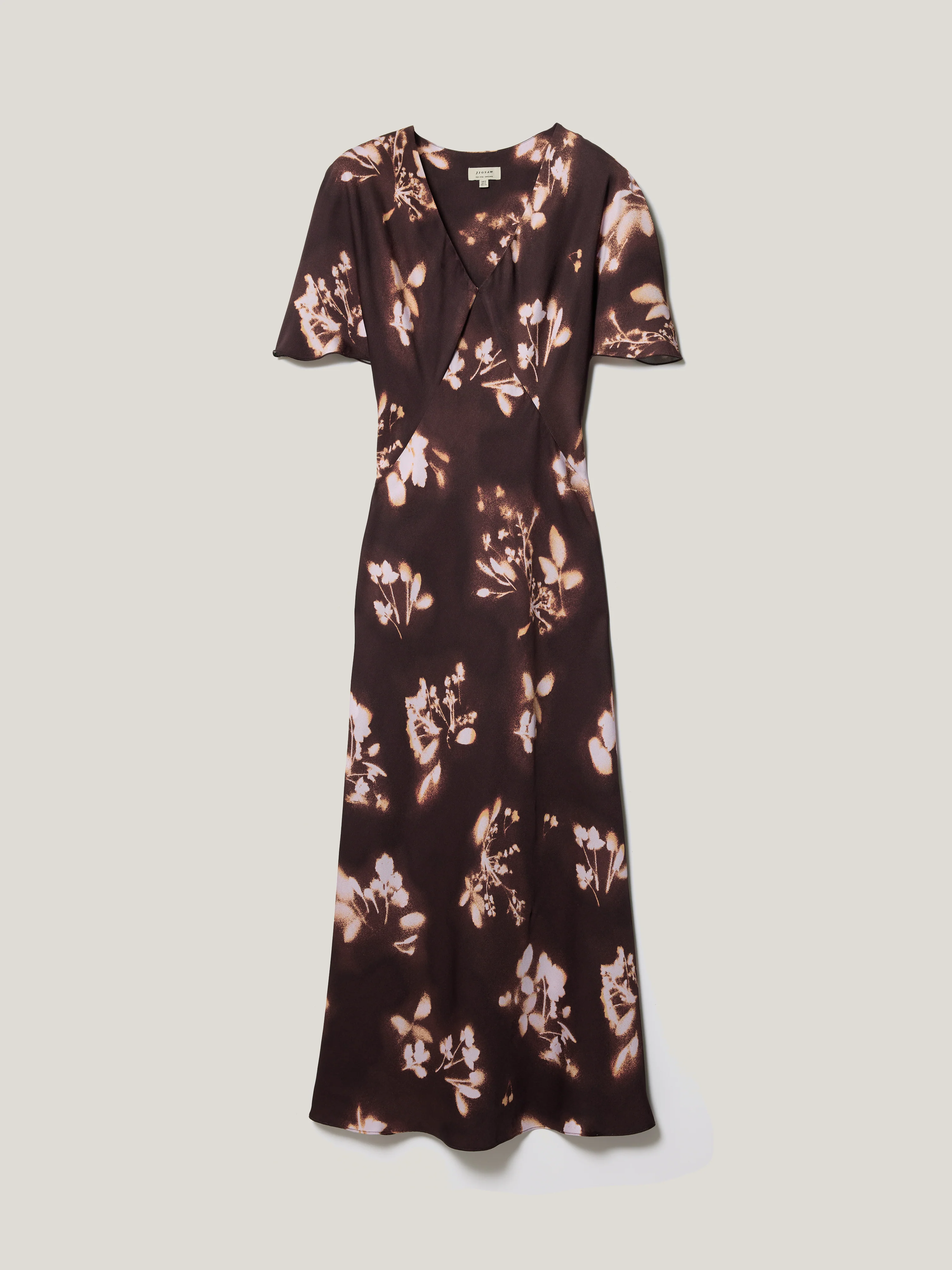 Spray Floral Satin Bias Dress | Purple - Image 5