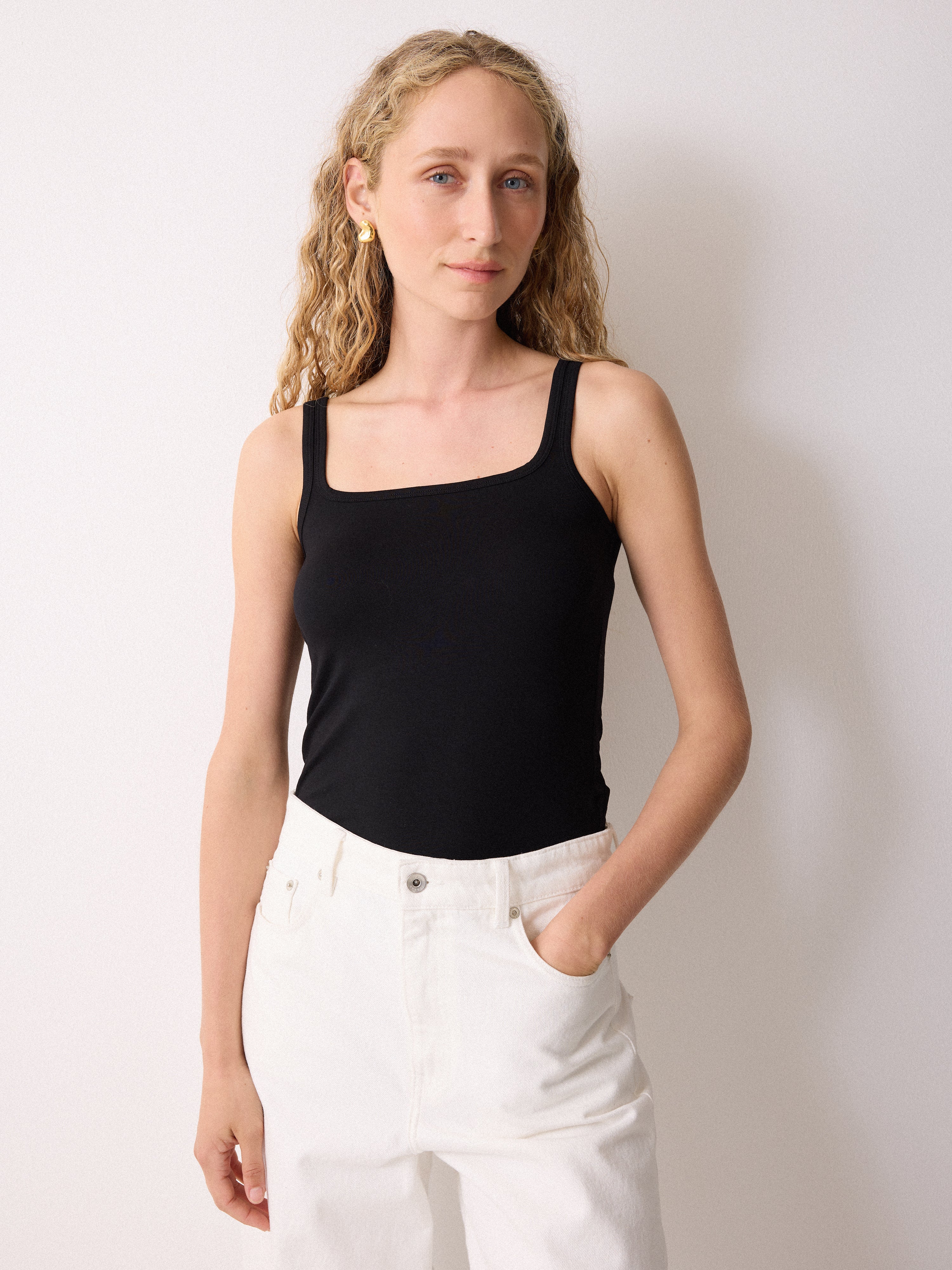 Square Neck Layering Tank | Black - Image 2