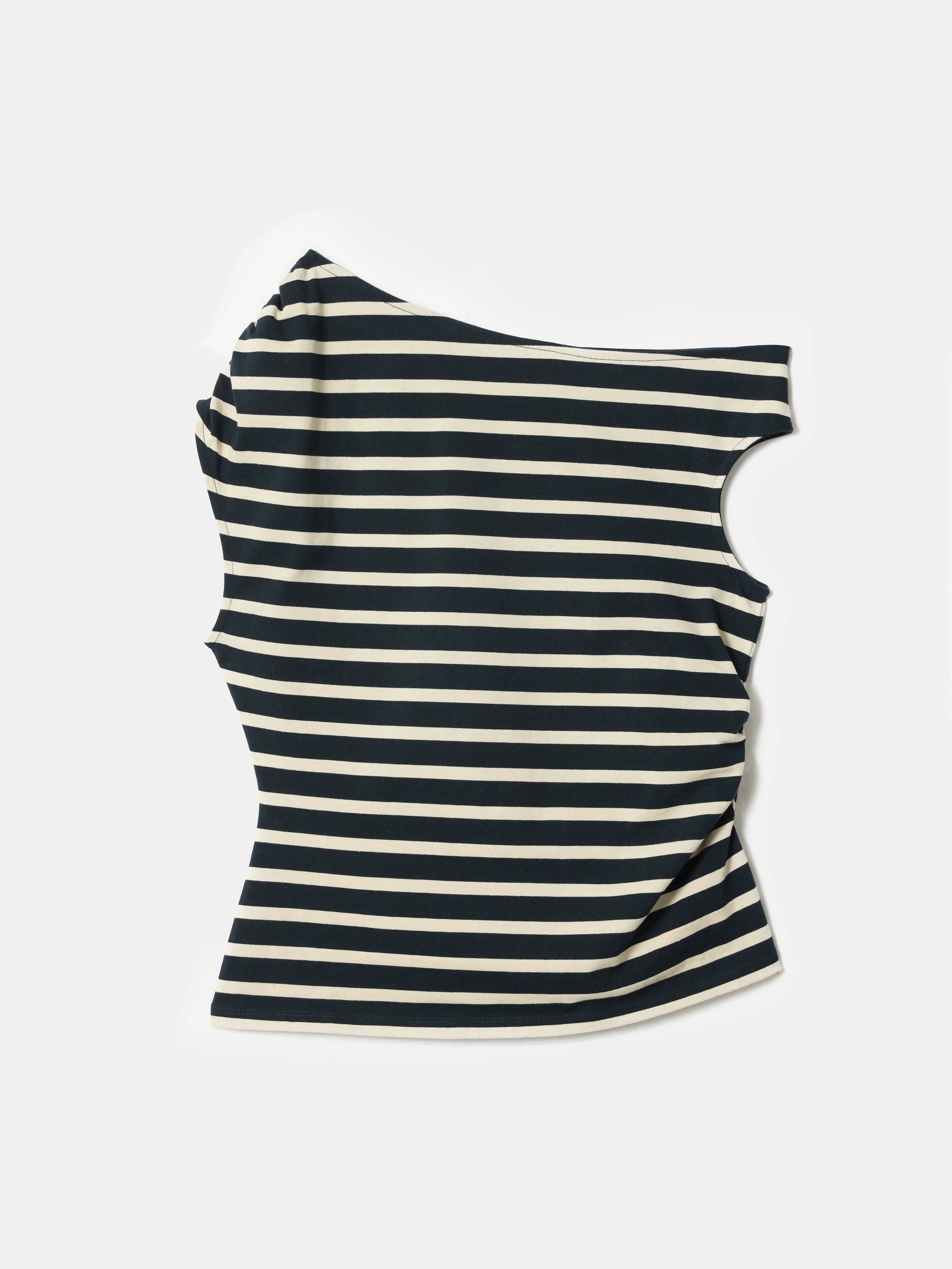 Stripe Asymmetric Neck Top | Navy - Image 5