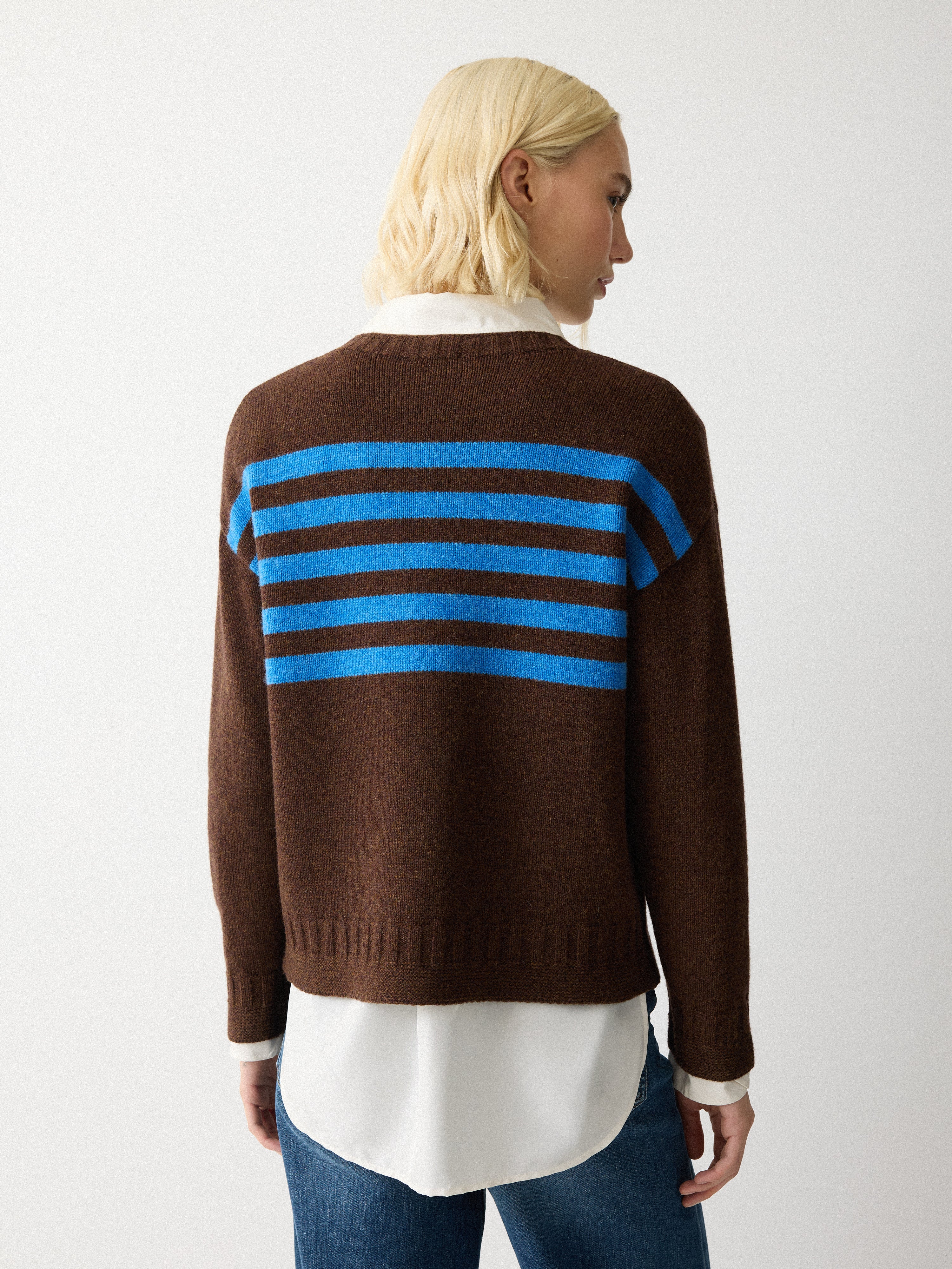 Stripe Guernsey Jumper | Brown - Image 4