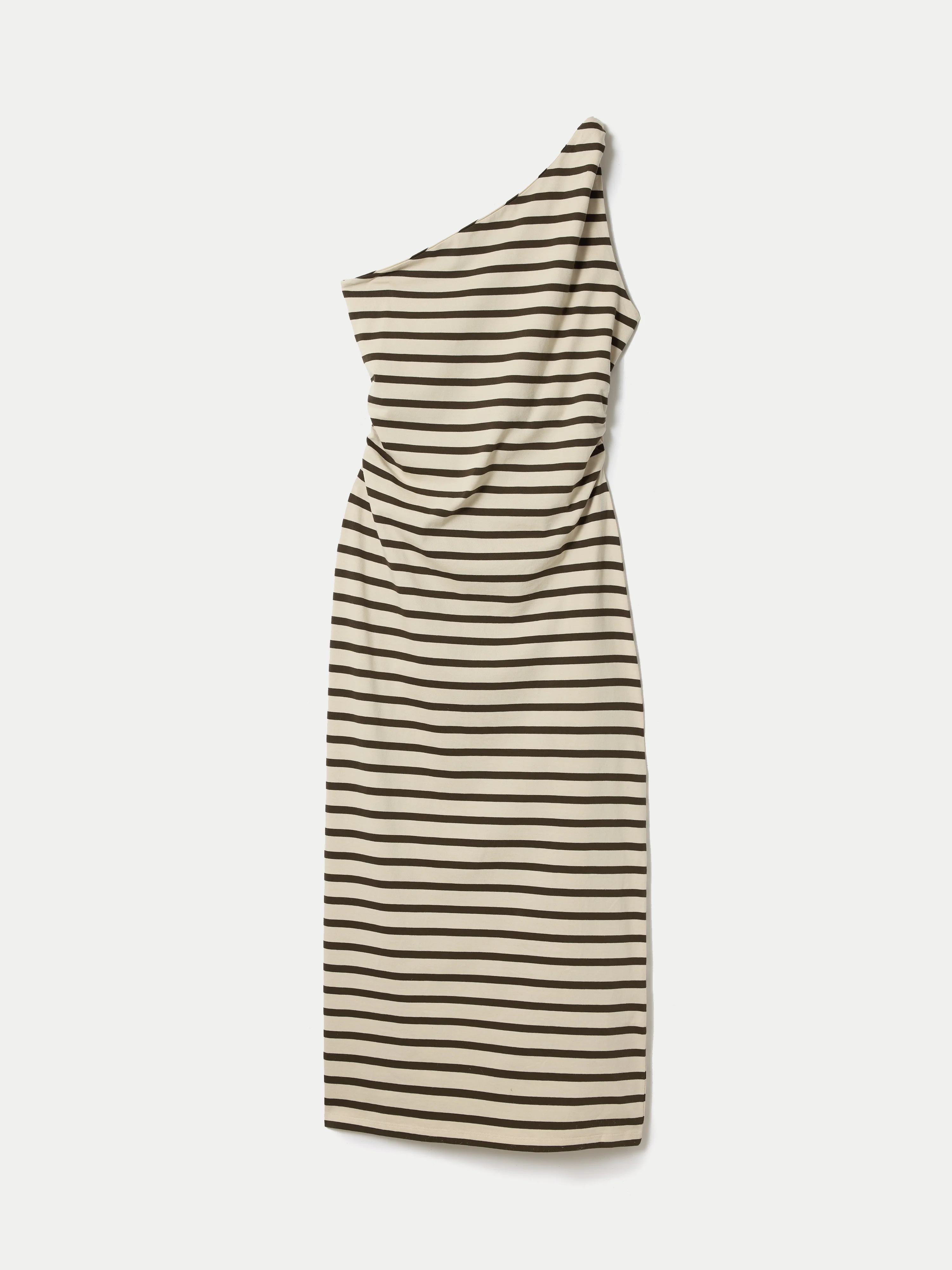Stripe One Shoulder Dress | Khaki - Image 6
