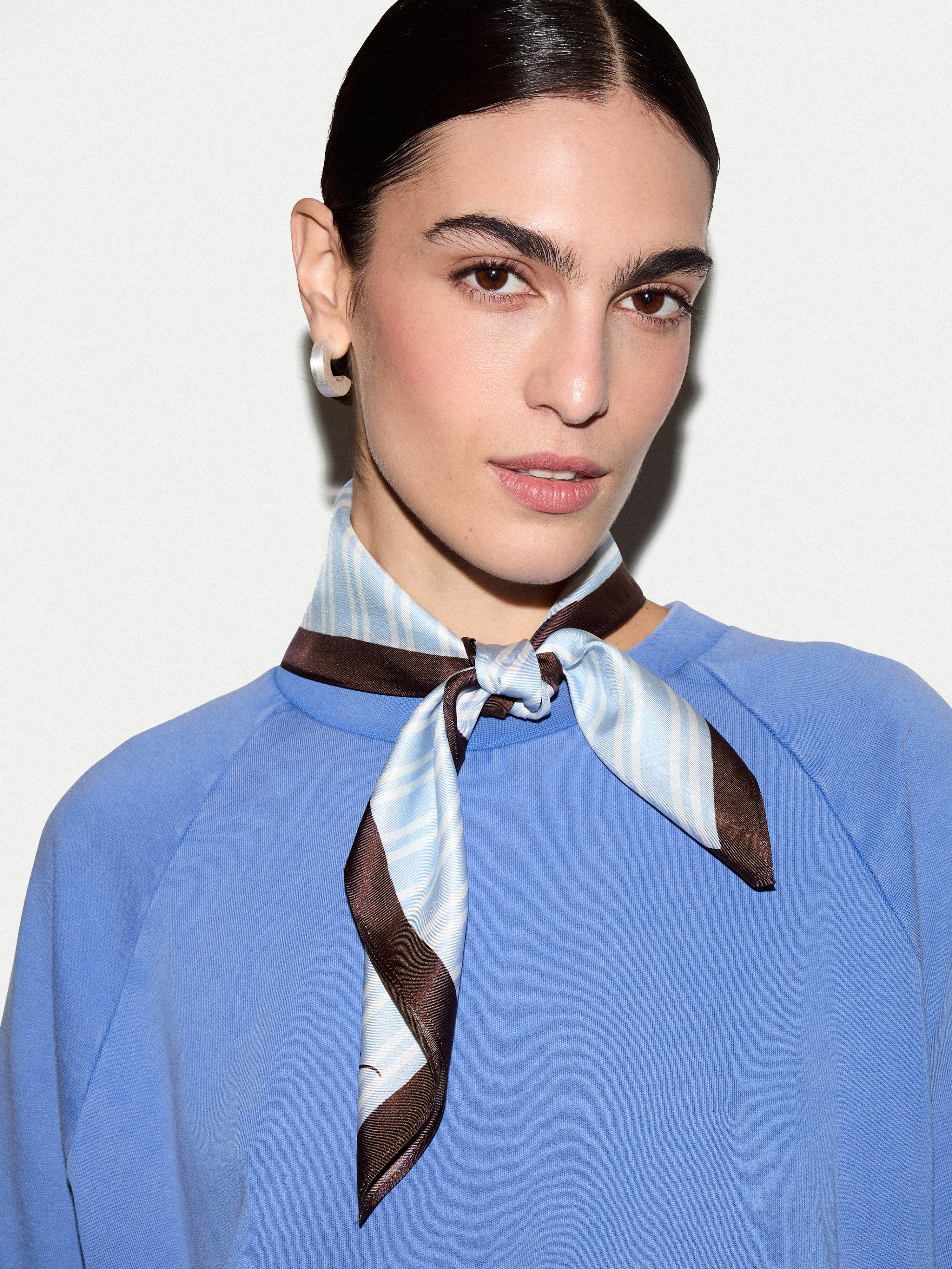 Stripe Silk Twill Scarf | Blue