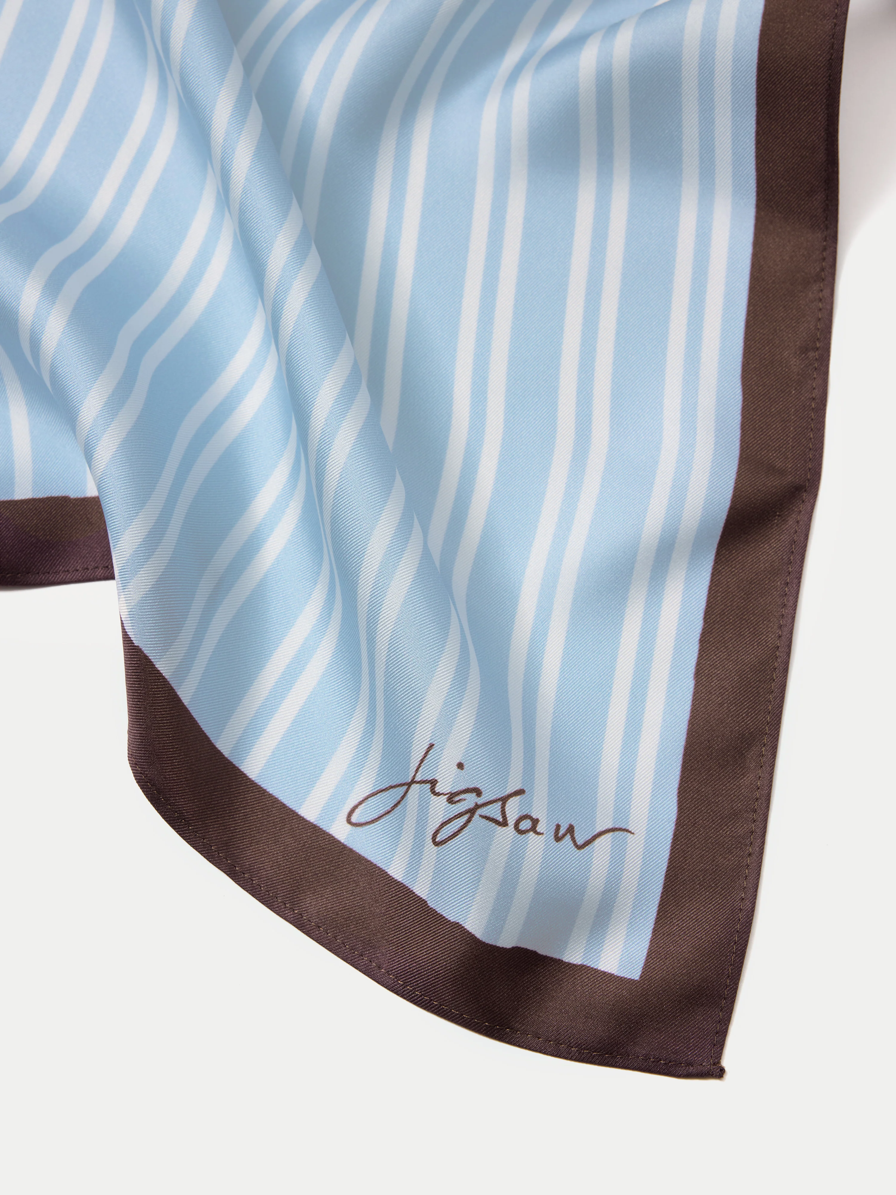 Stripe Silk Twill Scarf | Blue - Image 2