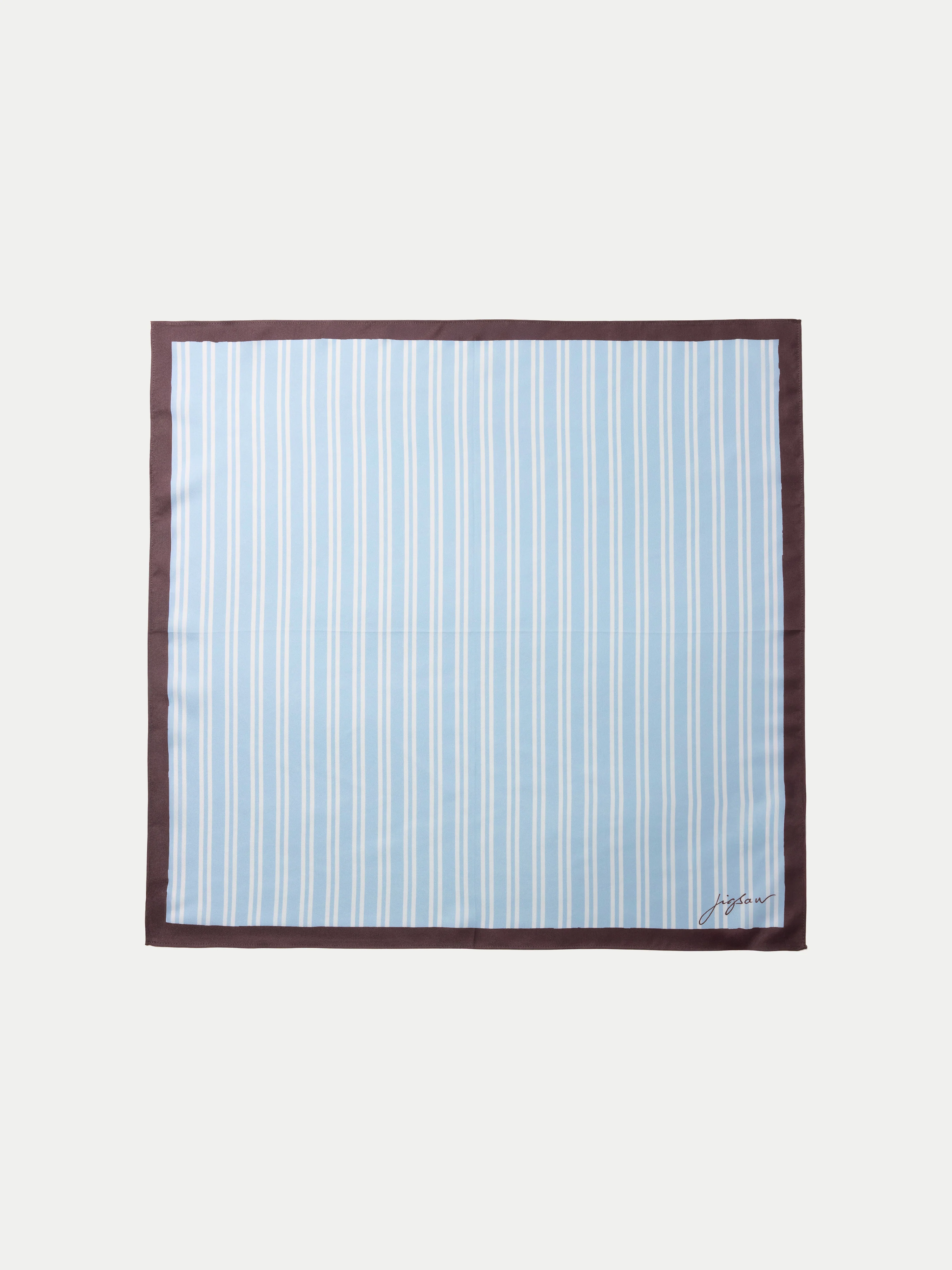 Stripe Silk Twill Scarf | Blue - Image 3