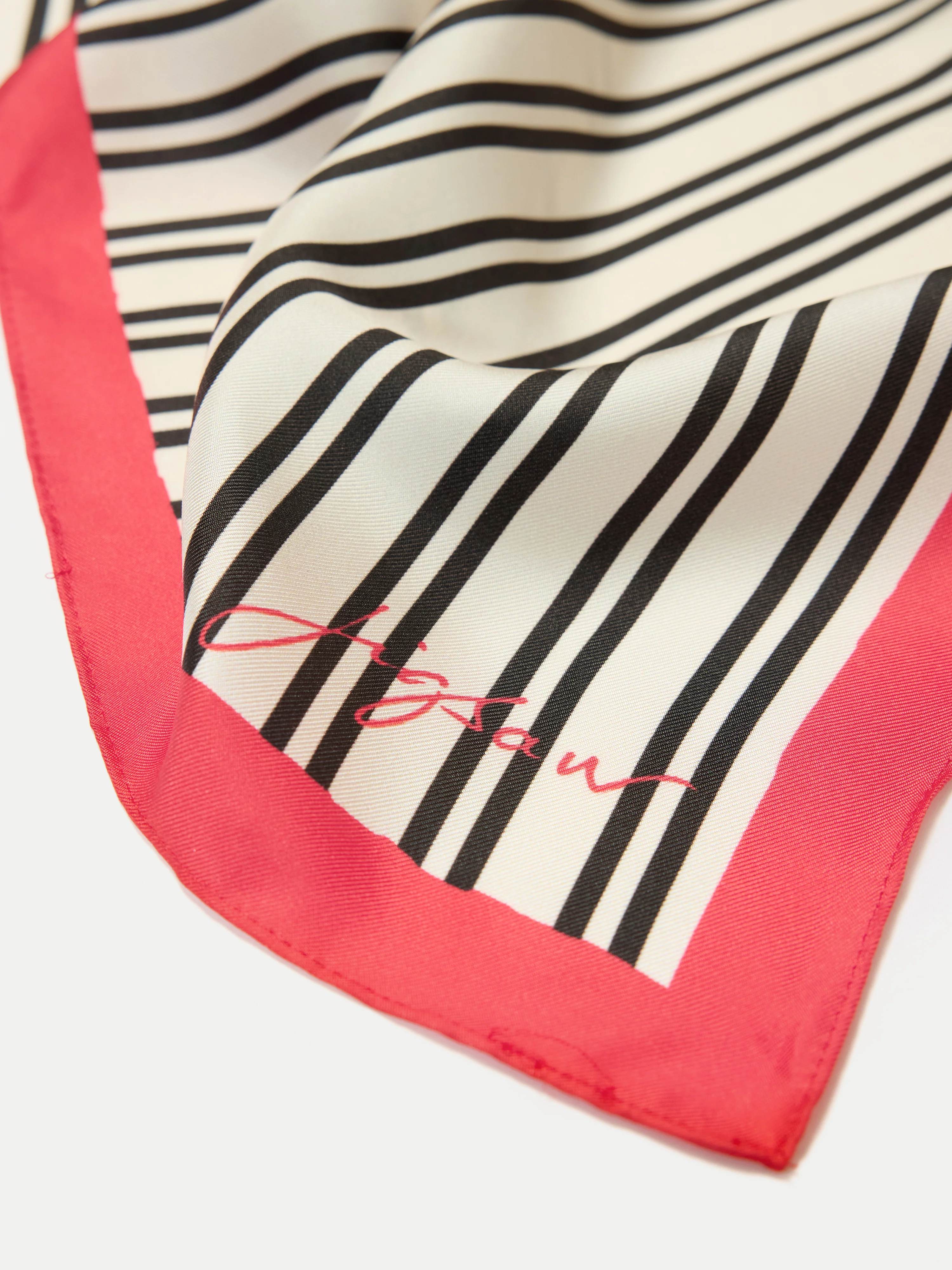 Stripe Silk Twill Scarf | Ivory - Image 3