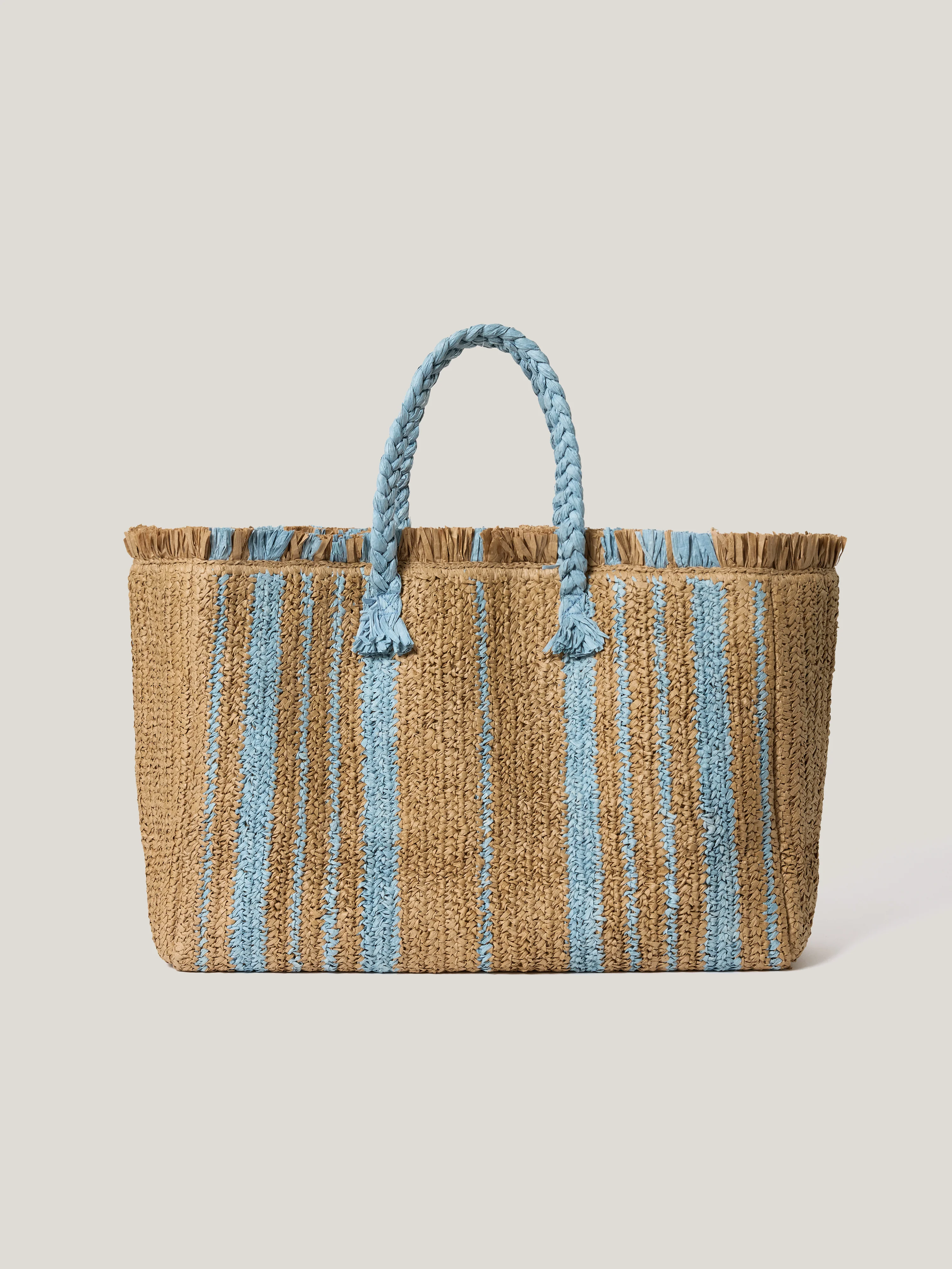Striped Straw Tote | Multi - Image 6