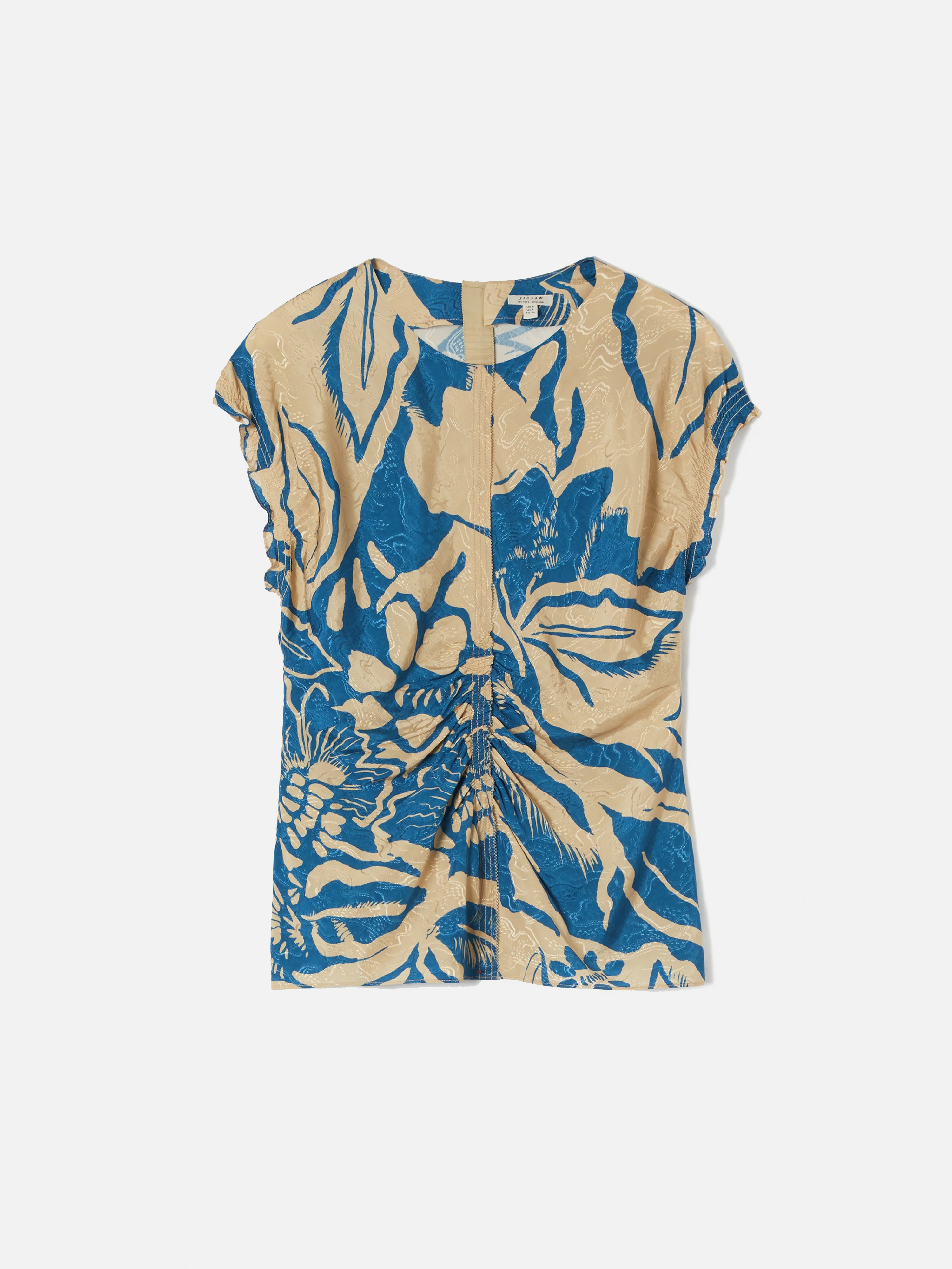 Strokes Floral Jacquard Top | Dark Blue - Image 8