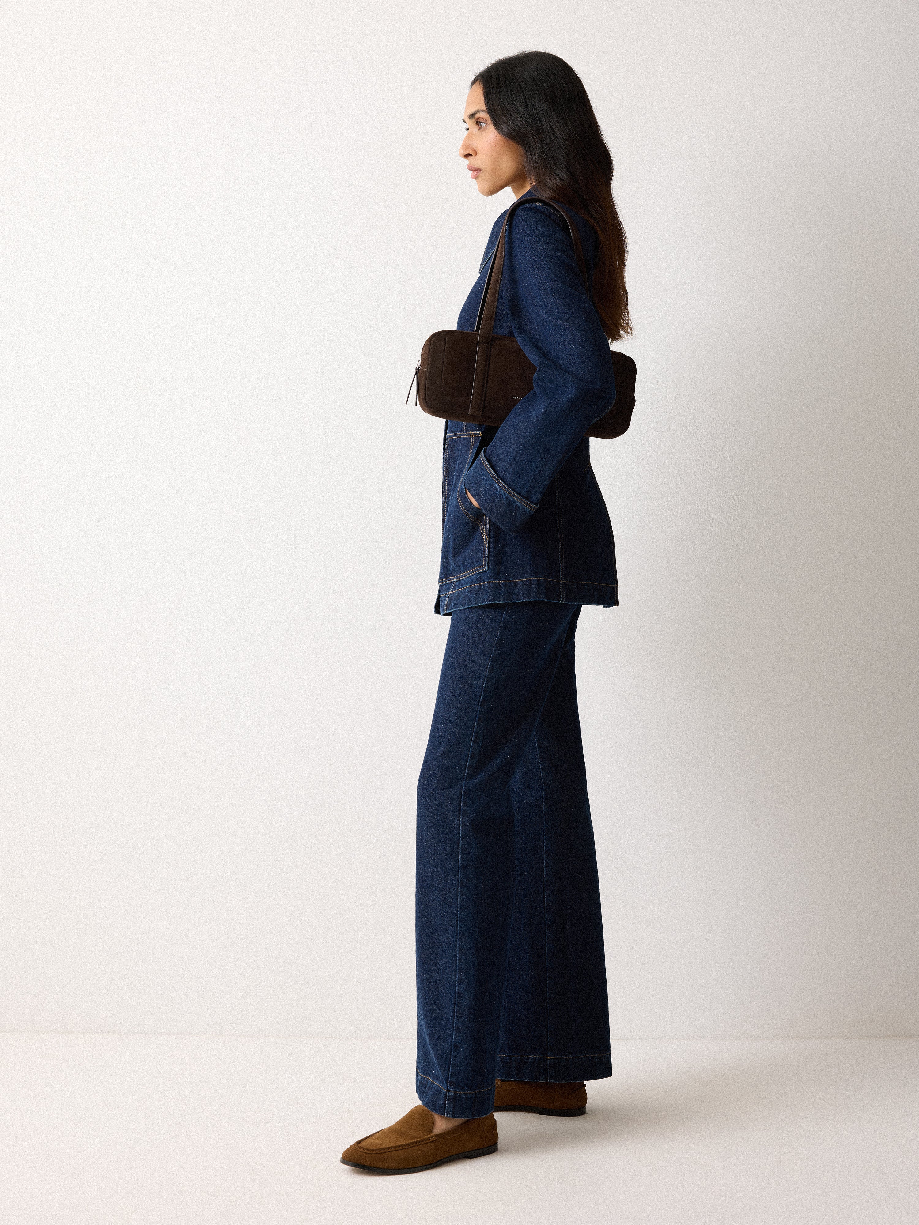 Suede Baguette Shoulder Bag | Brown - Image 3