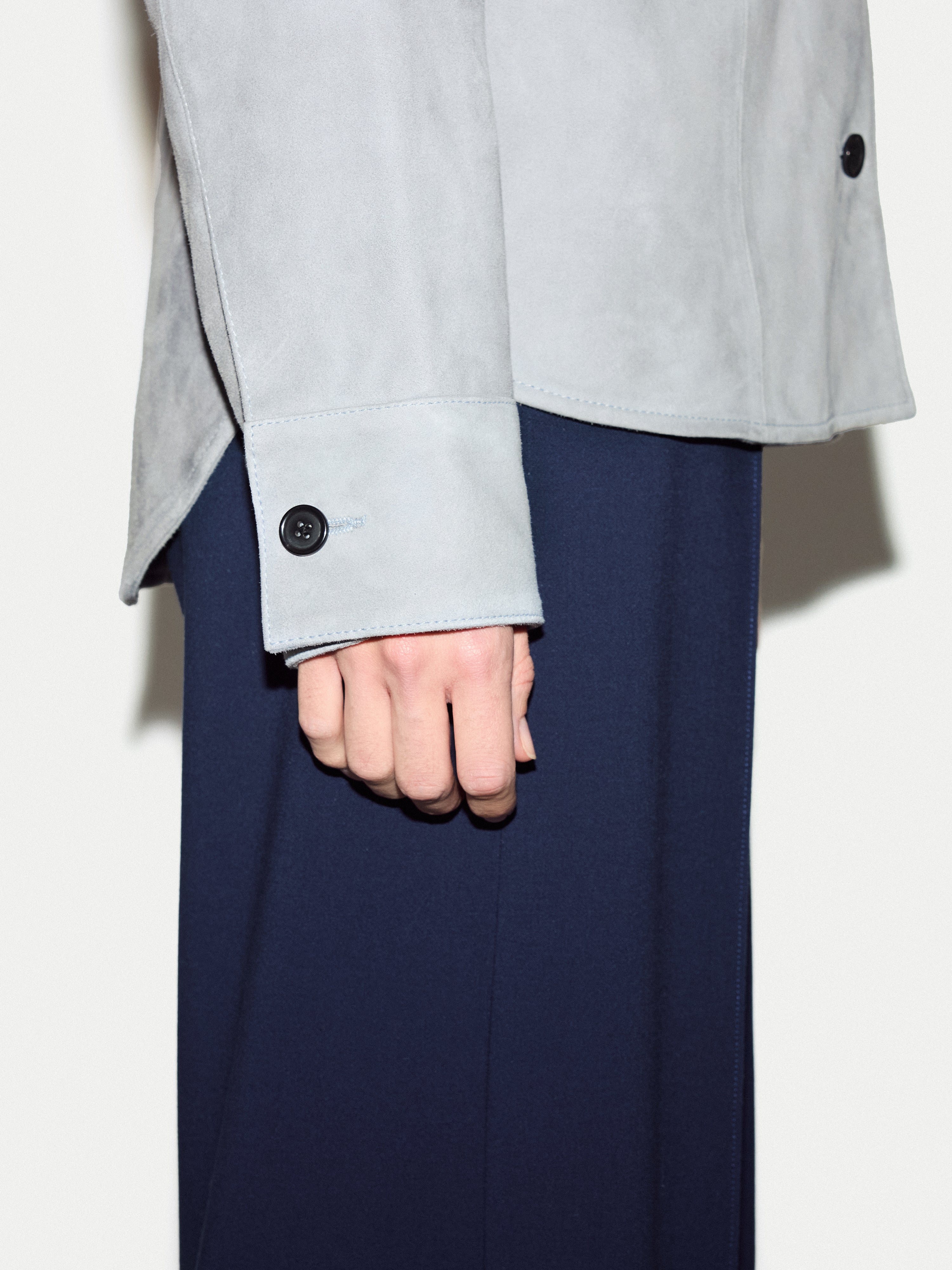 Suede Button Up Shacket | Light Blue - Image 5