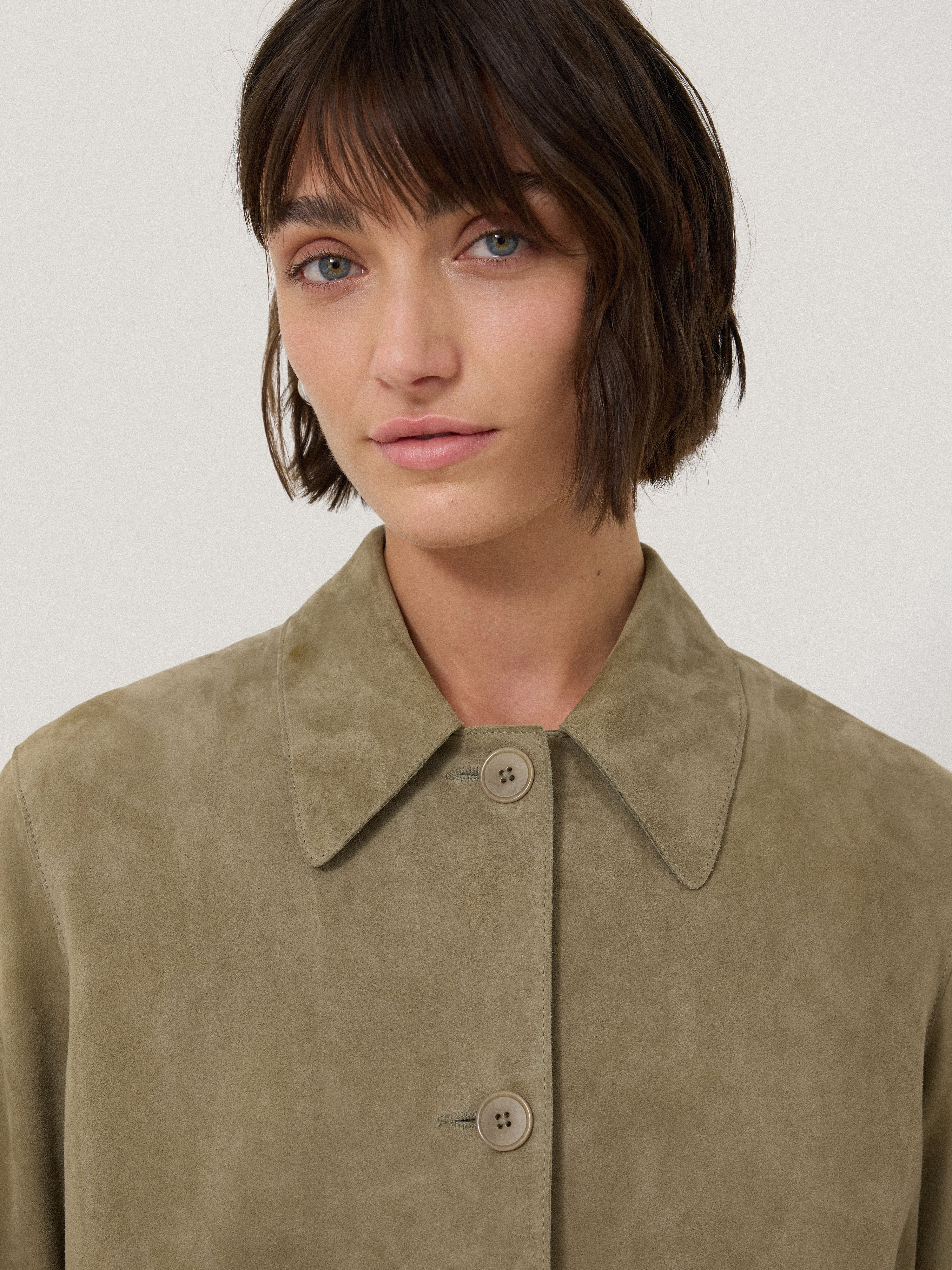 Suede Cropped Jacket | Green - Image 2