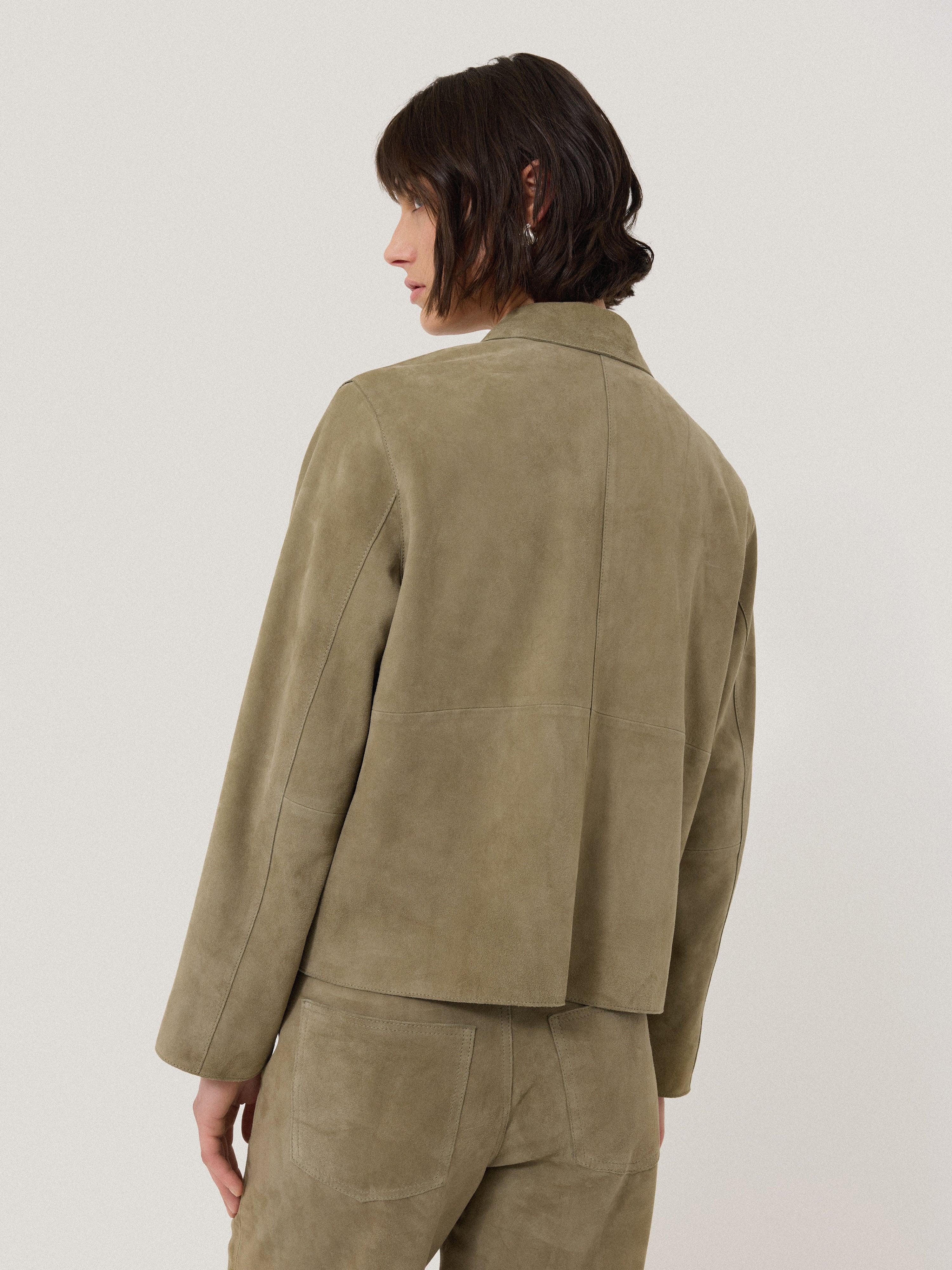 Suede Cropped Jacket | Green - Image 5