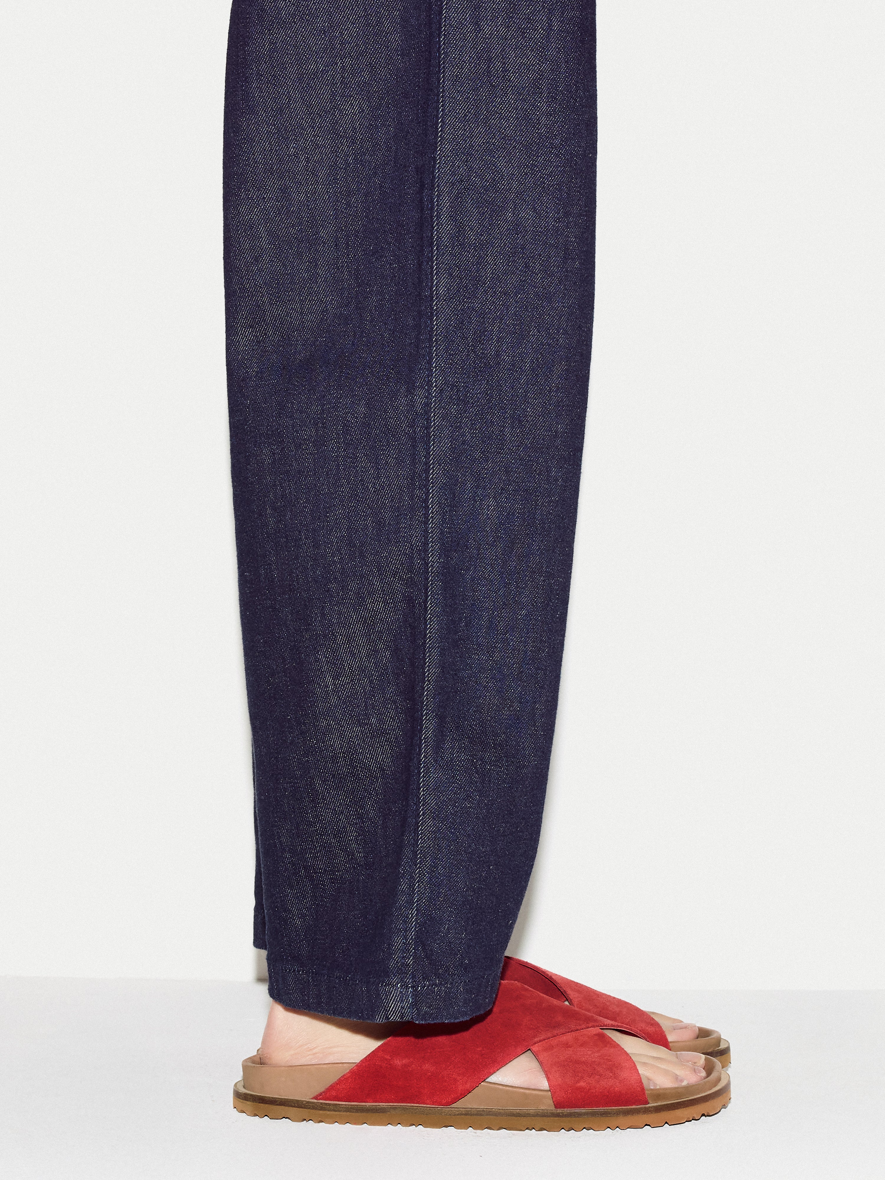Suede Cross Strap Sandal | Red