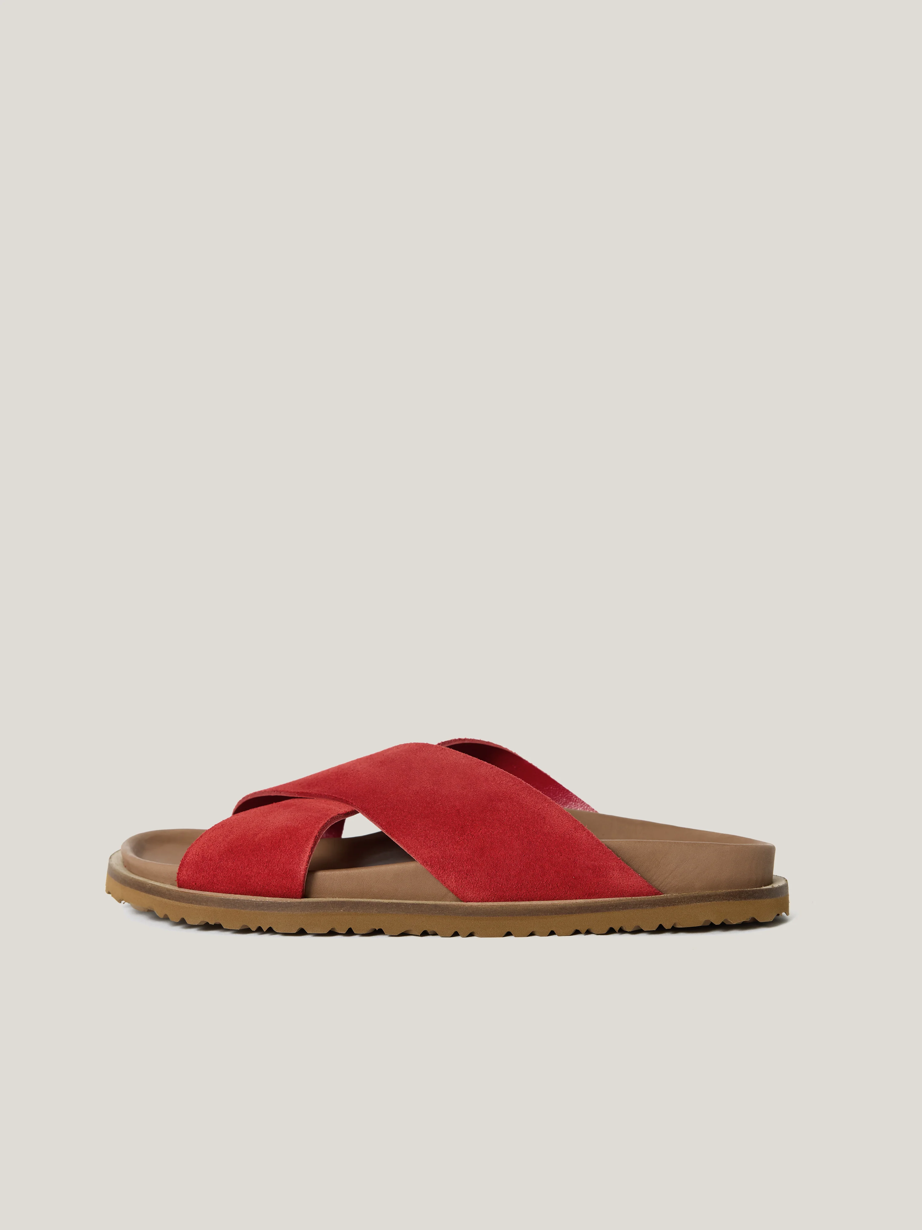 Suede Cross Strap Sandal | Red - Image 5