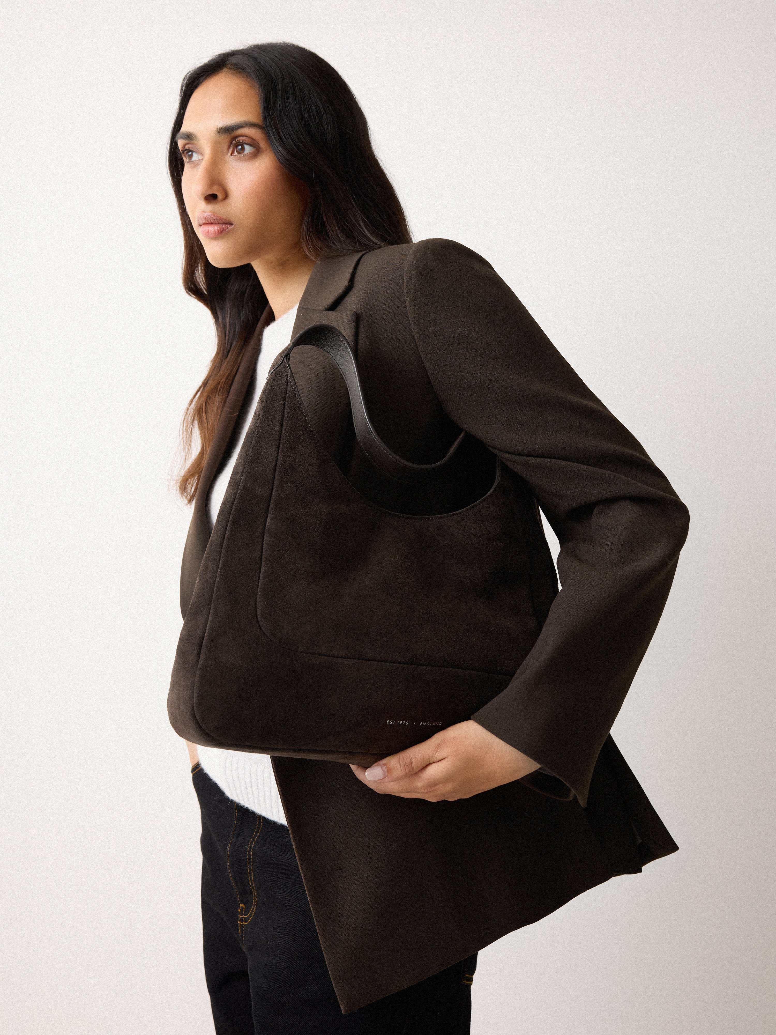 Suede Hobo Shoulder Bag | Brown