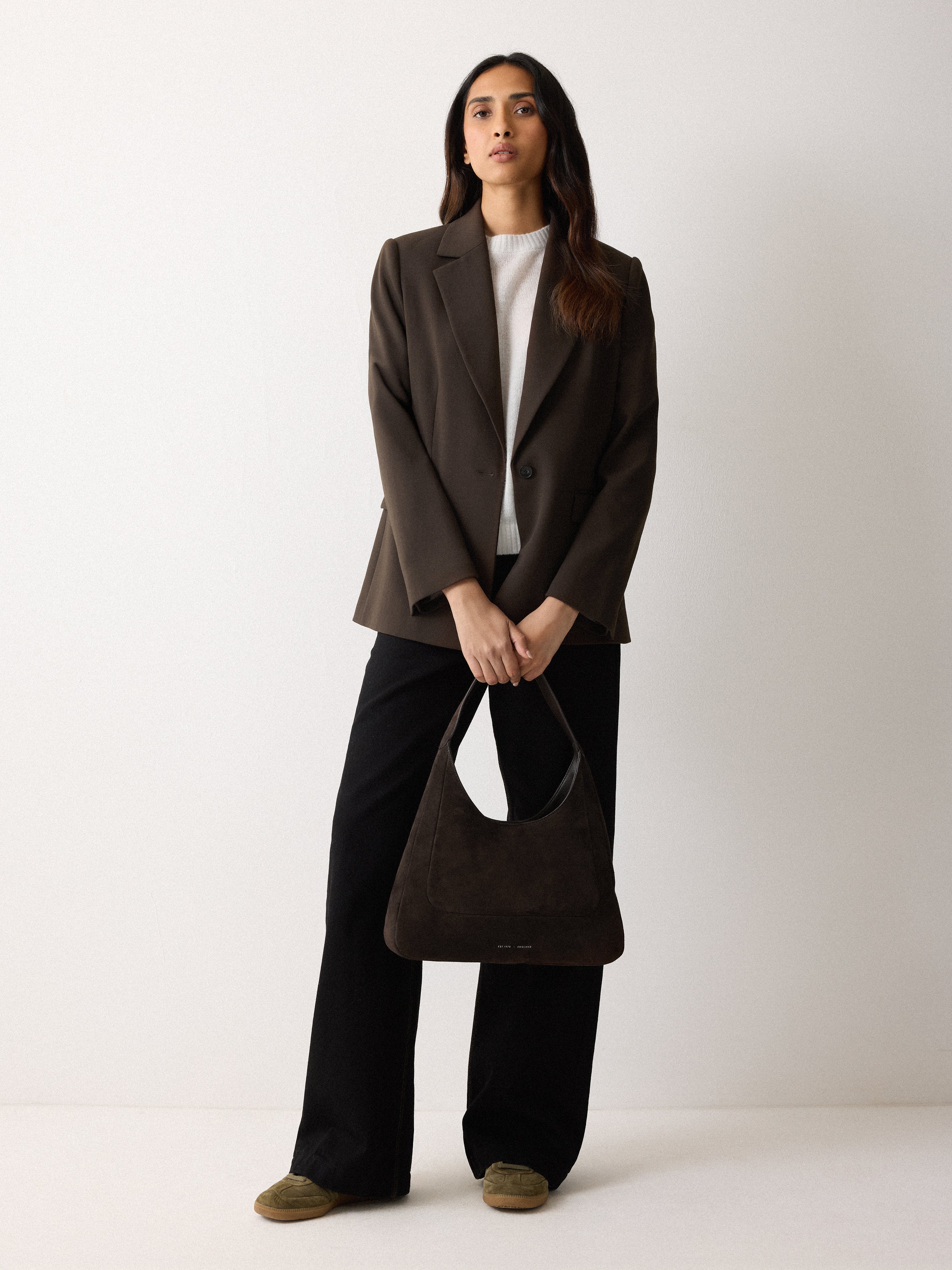 Suede Hobo Shoulder Bag | Brown - Image 2
