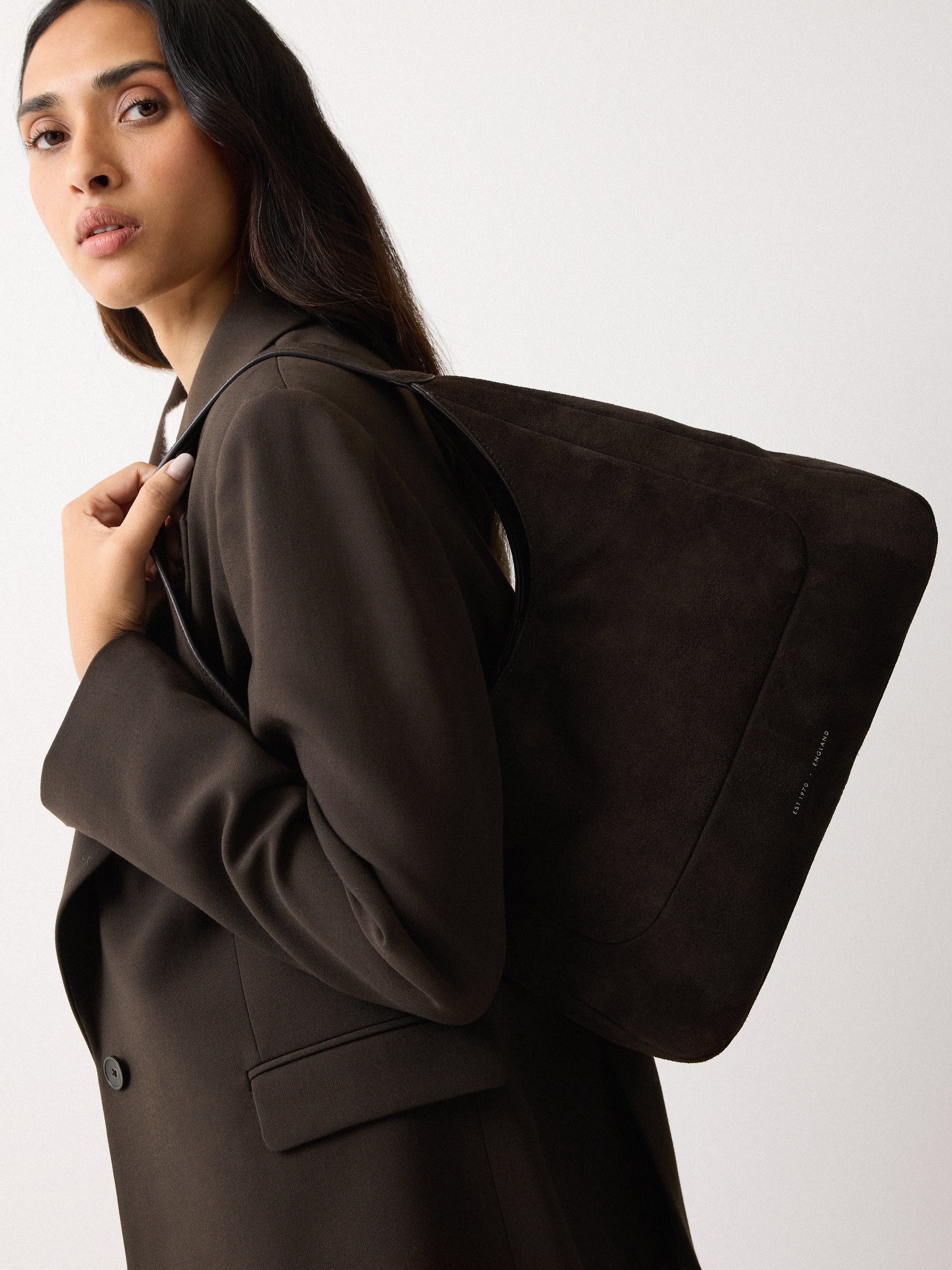 Suede Hobo Shoulder Bag | Brown - Image 3