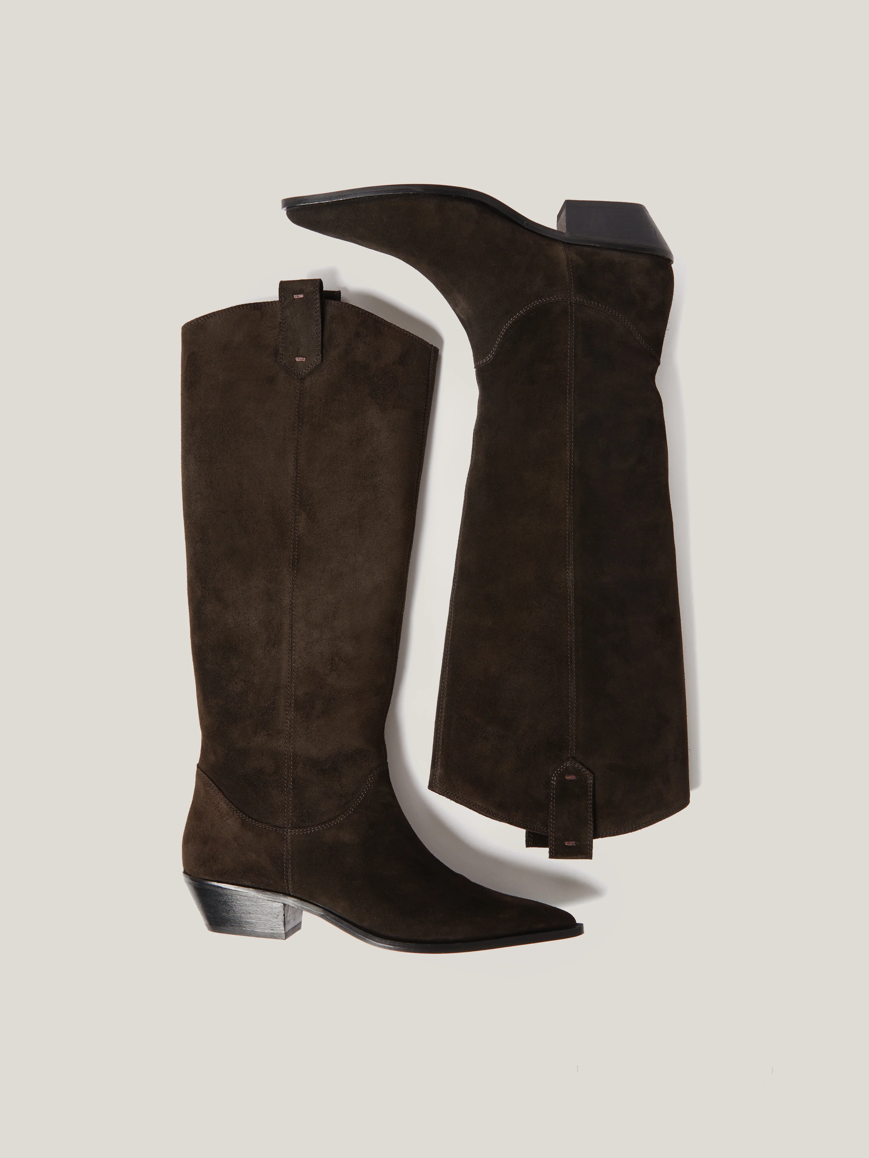 Suede Knee High Western Boot | Chocolate - Image 4