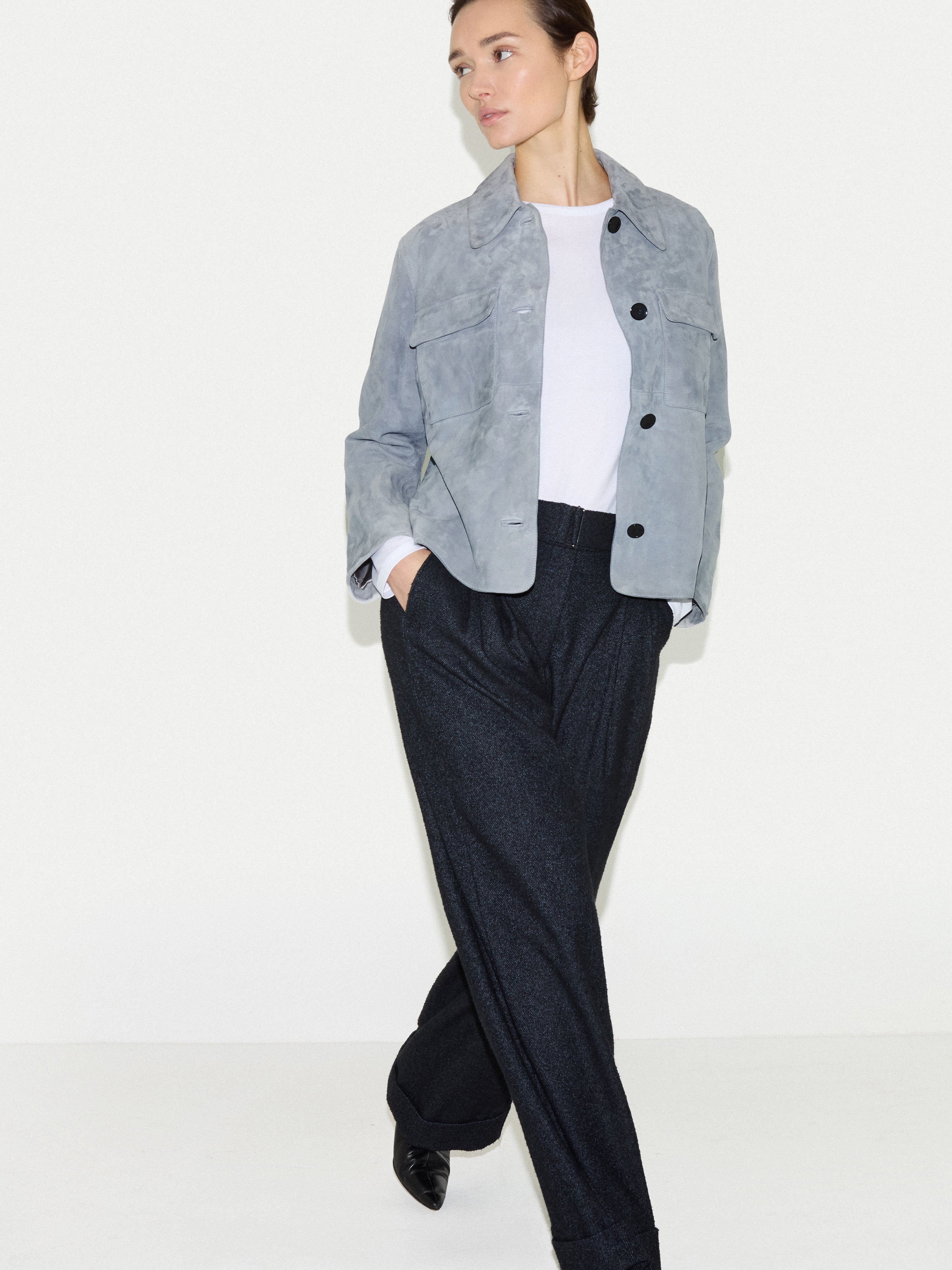 Suede Patch Pocket Jacket | Blue - Image 2