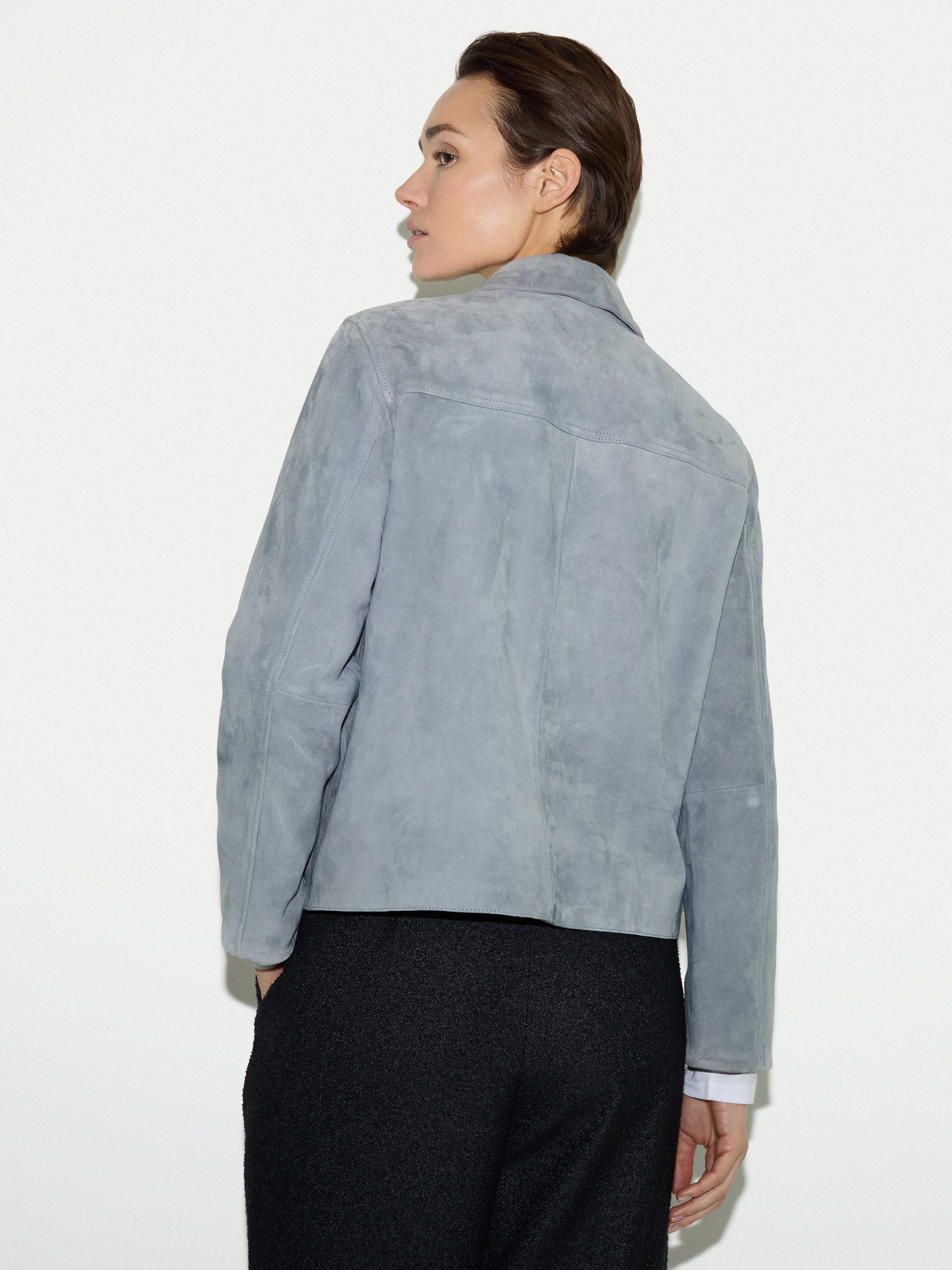 Suede Patch Pocket Jacket | Blue - Image 4