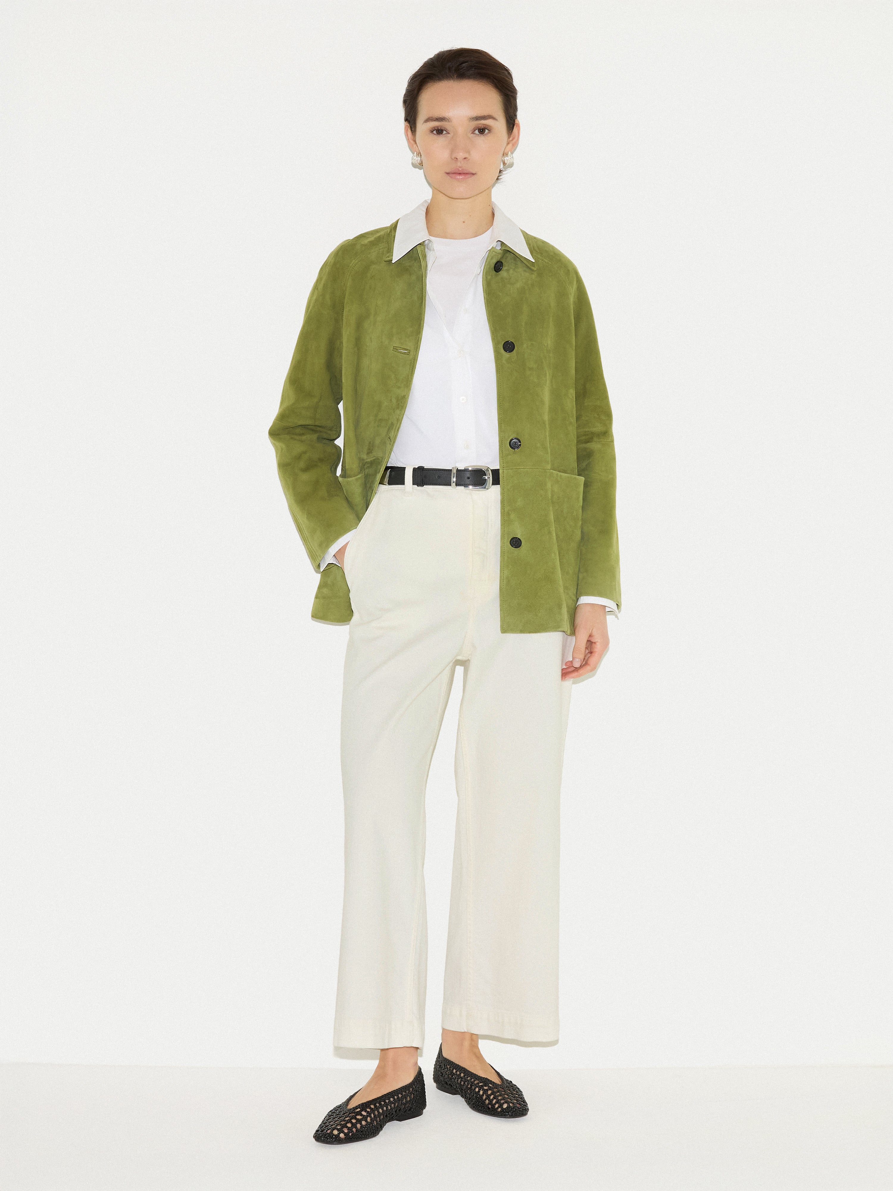 Suede Raglan Sleeve Jacket | Green