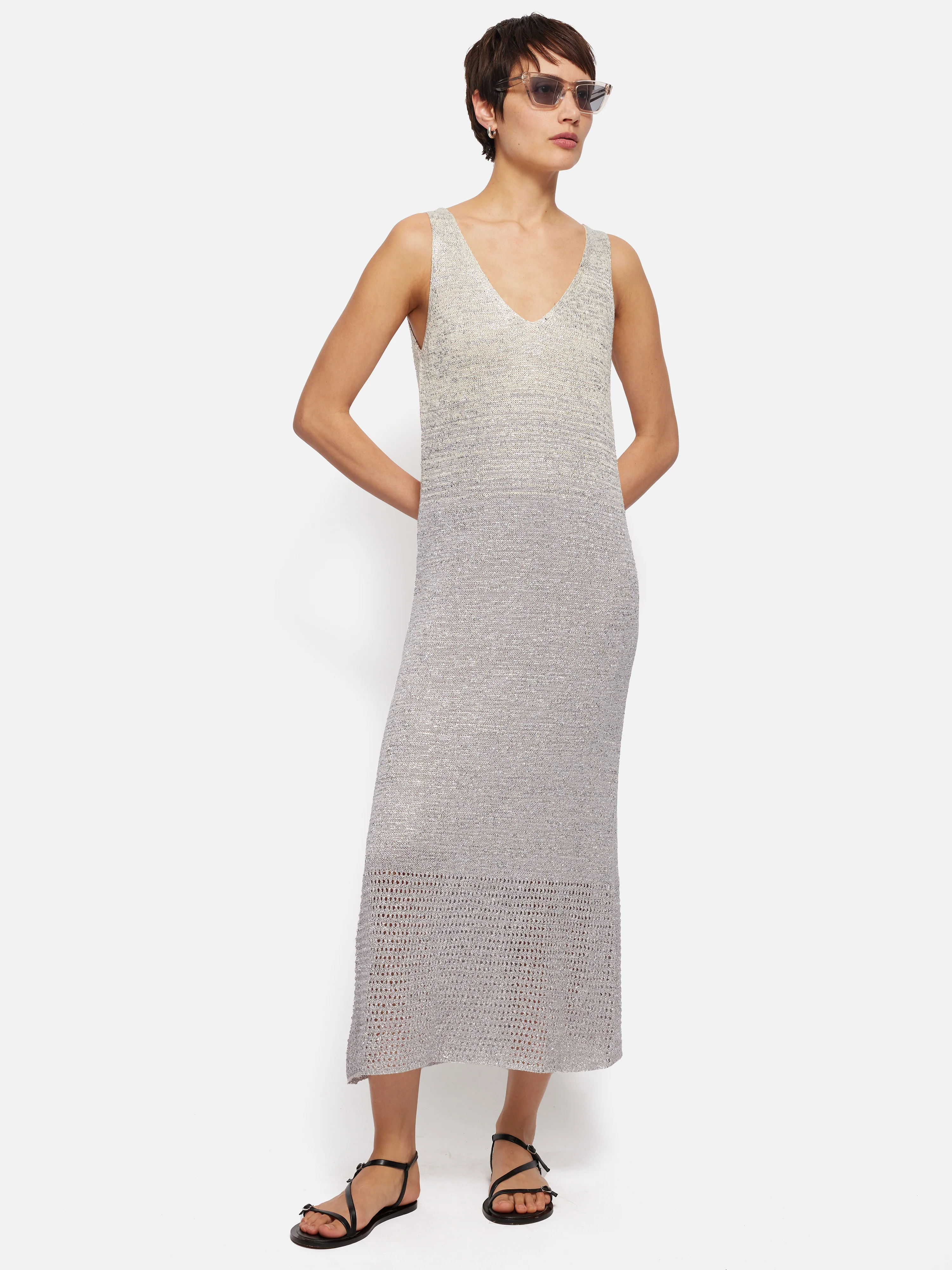 Summer Sparkle Knitted Dress | Silver - Image 7