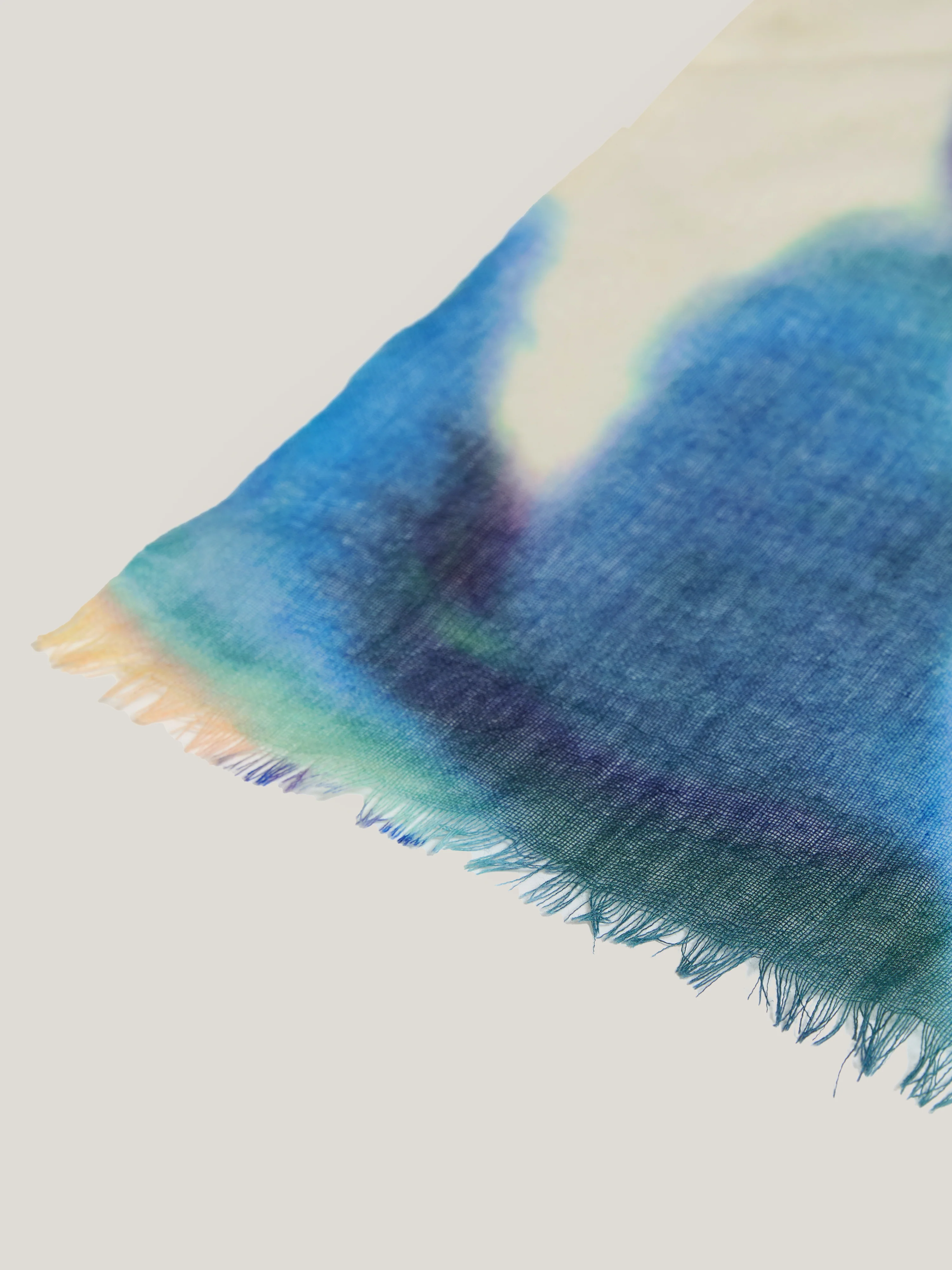 Sunset Floral Wool Silk Scarf | Green - Image 3