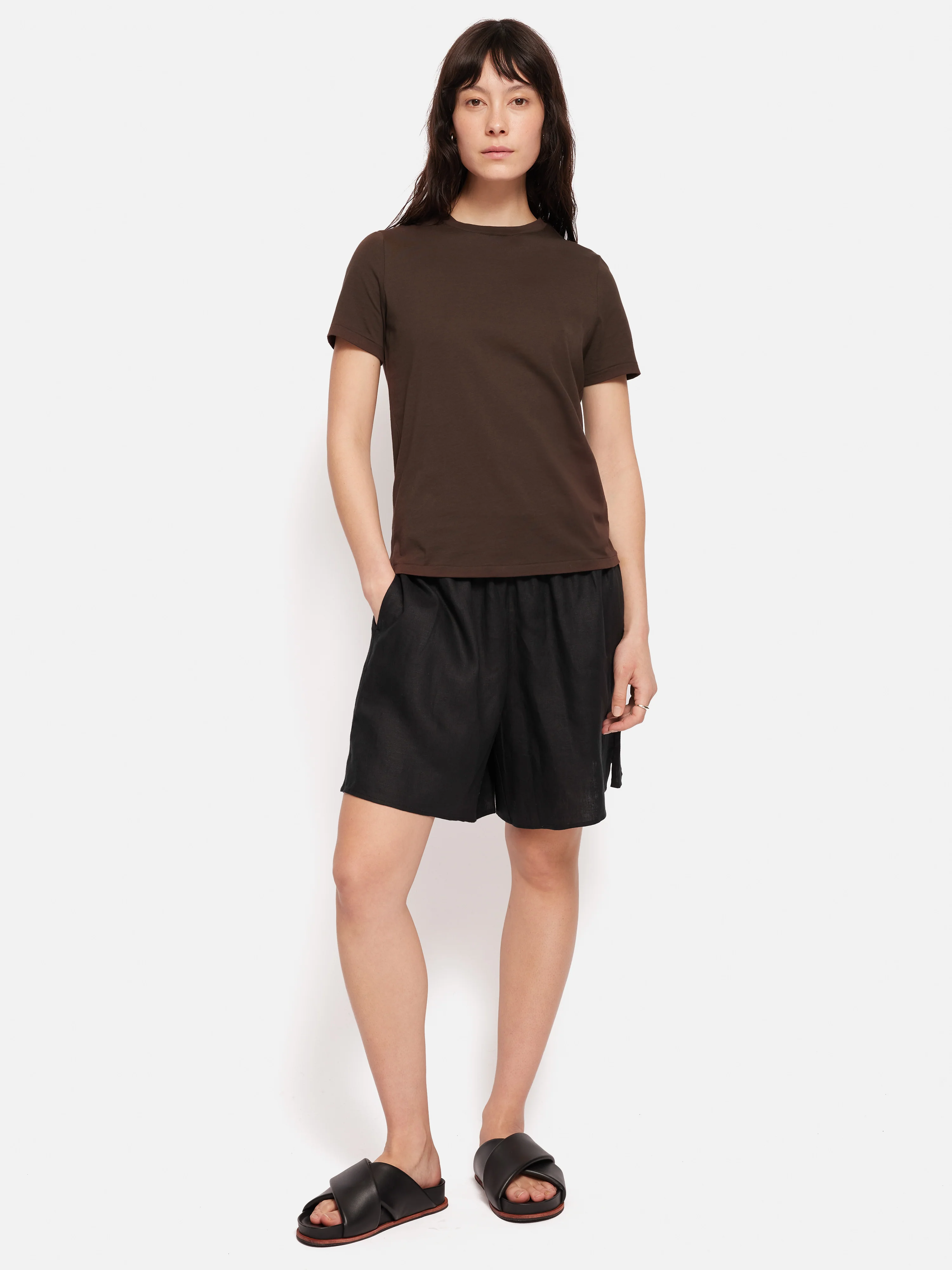Supima Cotton Crew Neck Tee | Brown - Image 3