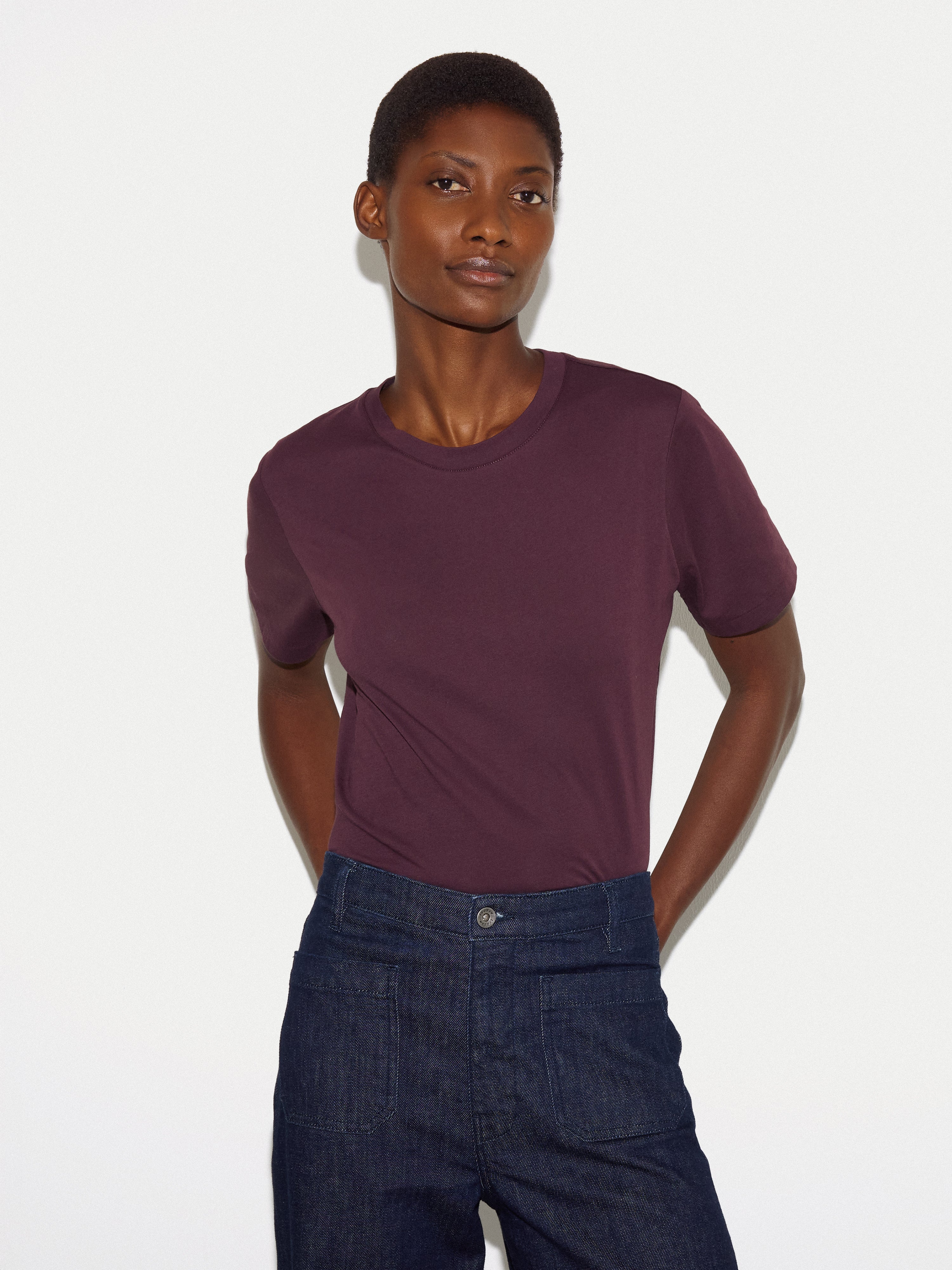 Supima Cotton Crew Neck T-shirt | Aubergine - Image 2