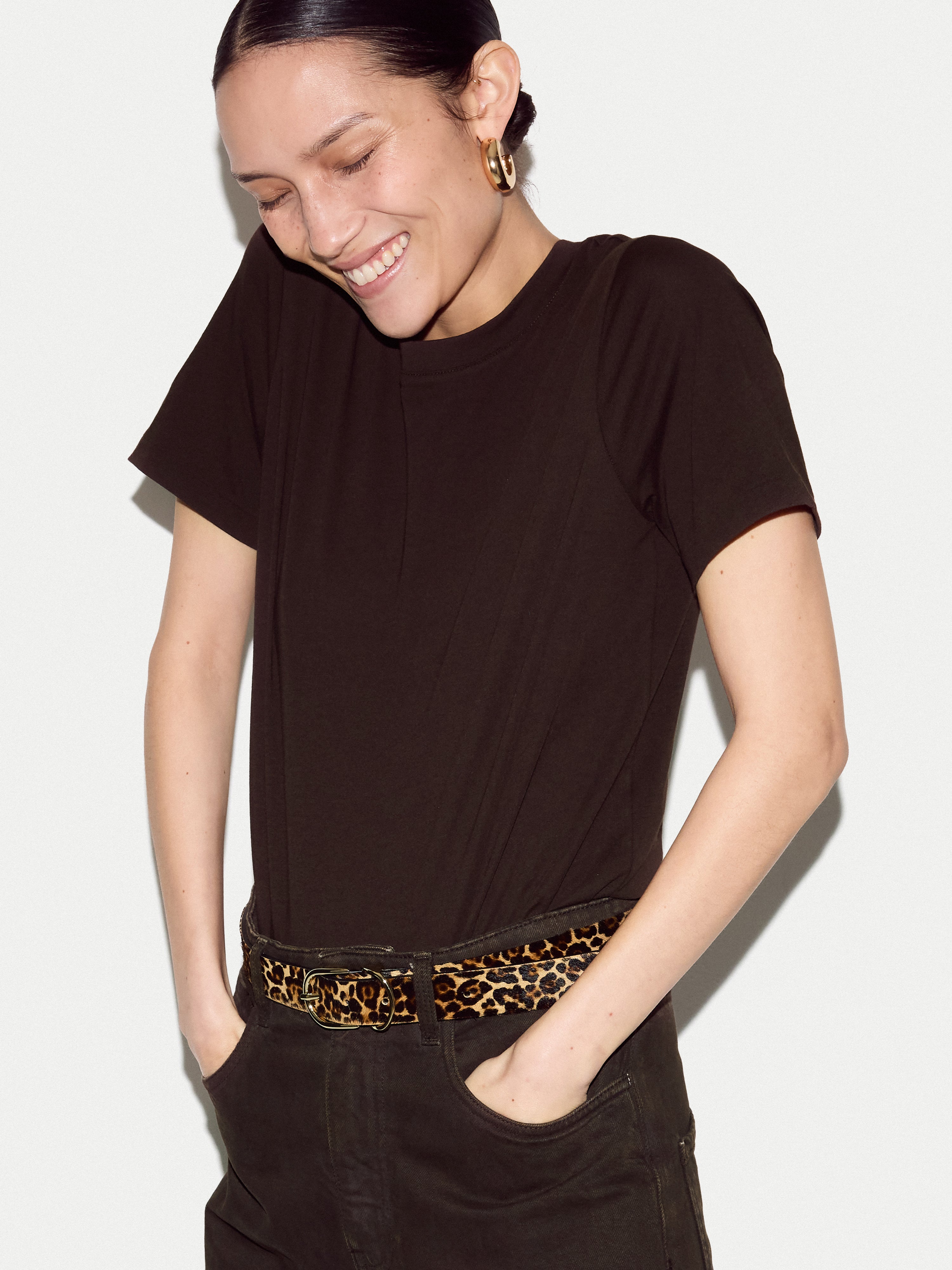 Supima Cotton Crew Neck T-shirt | Dark Brown - Image 2