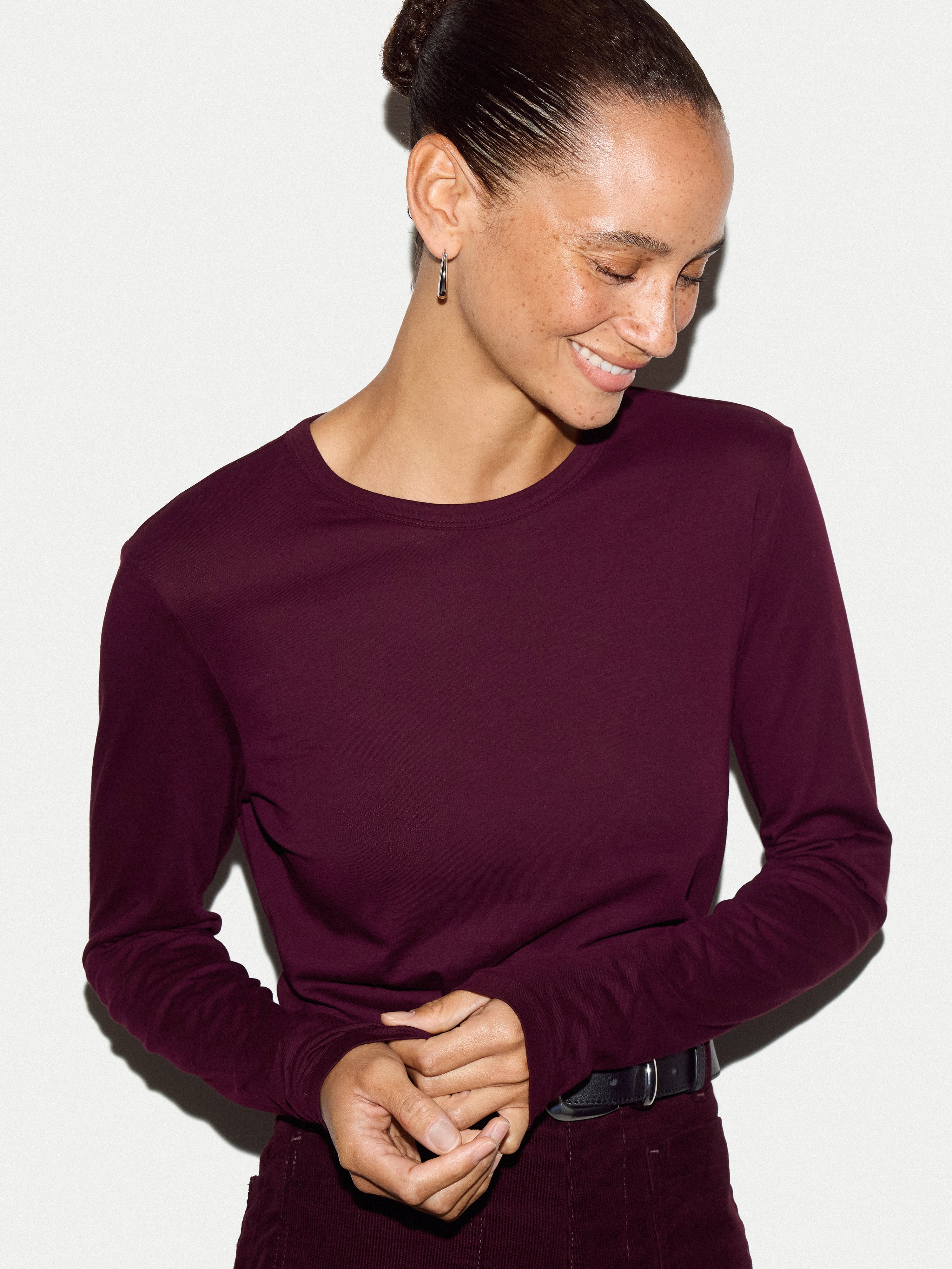 Supima Cotton Long Sleeve T-shirt | Burgundy - Image 2