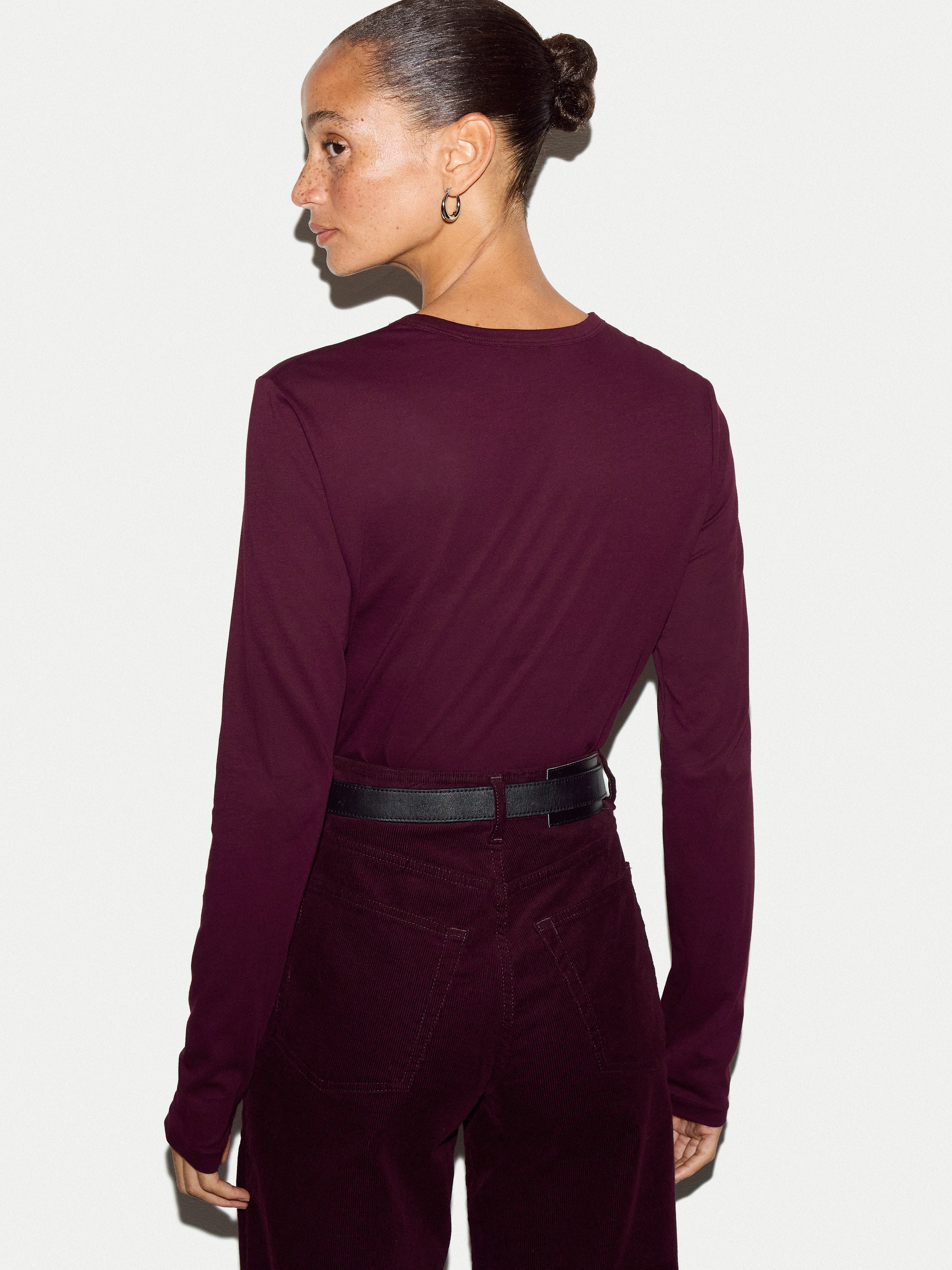 Supima Cotton Long Sleeve T-shirt | Burgundy - Image 4