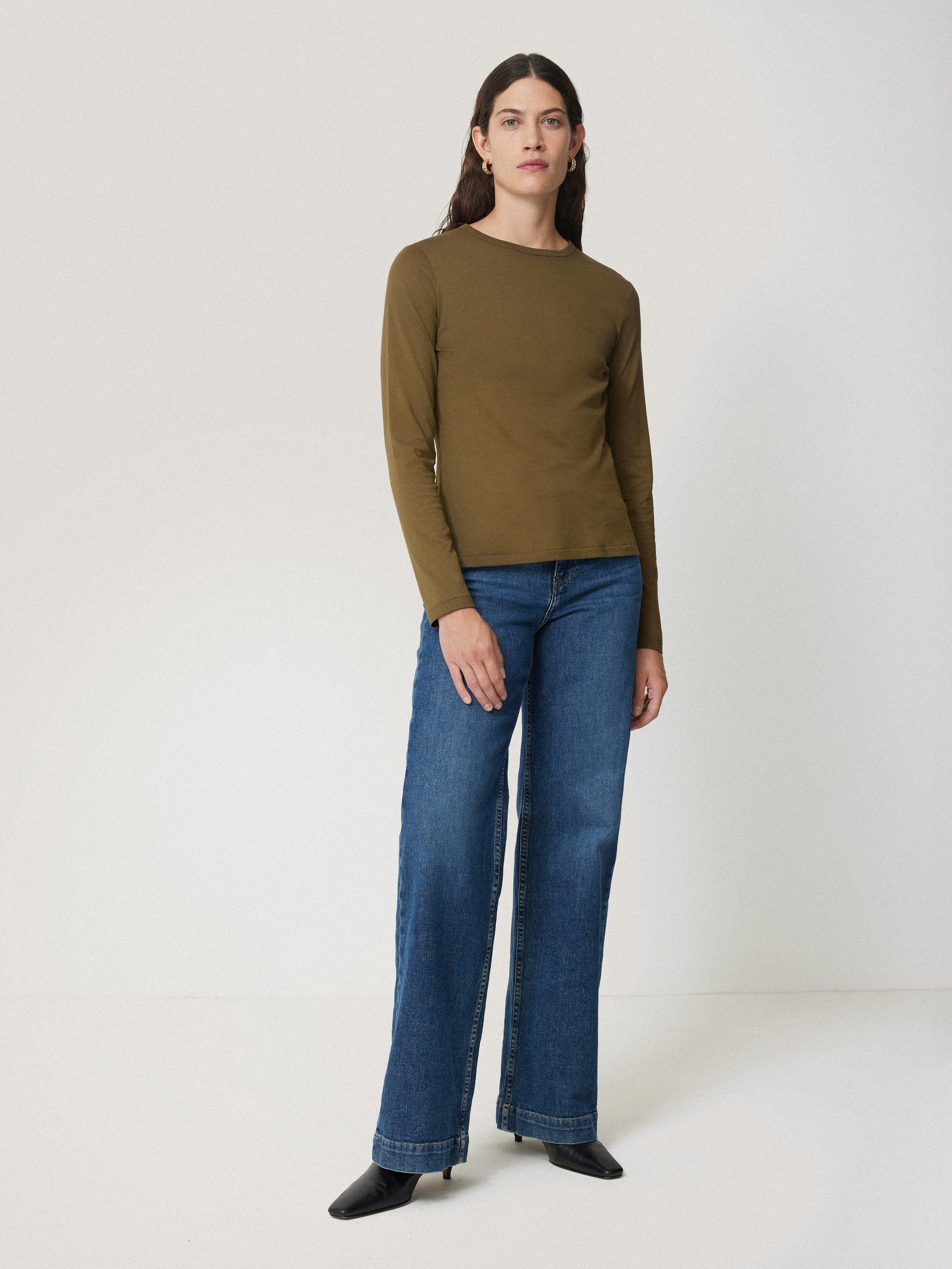 Supima Cotton Long Sleeve Tee | Olive - Image 3