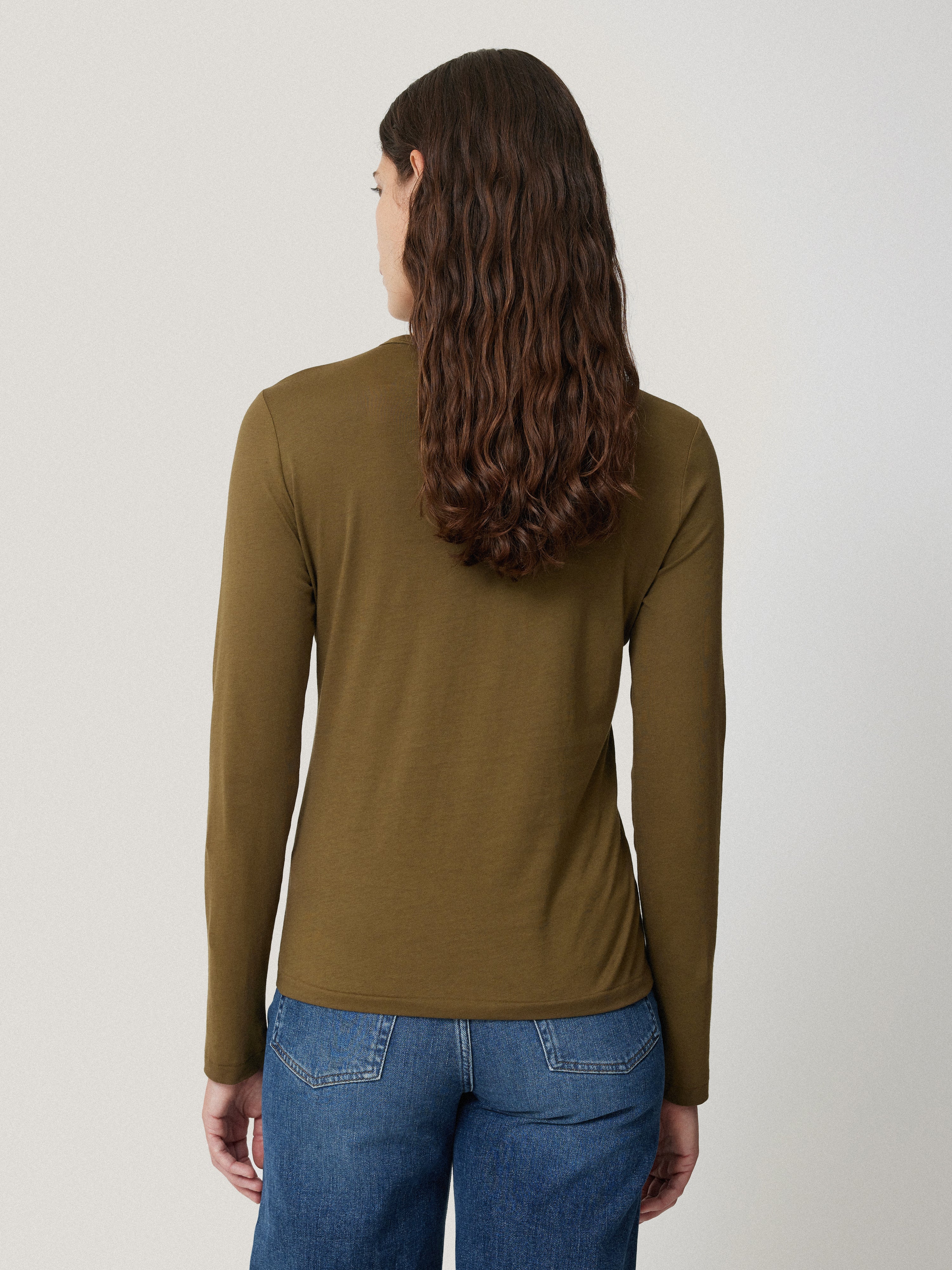 Supima Cotton Long Sleeve Tee | Olive - Image 4