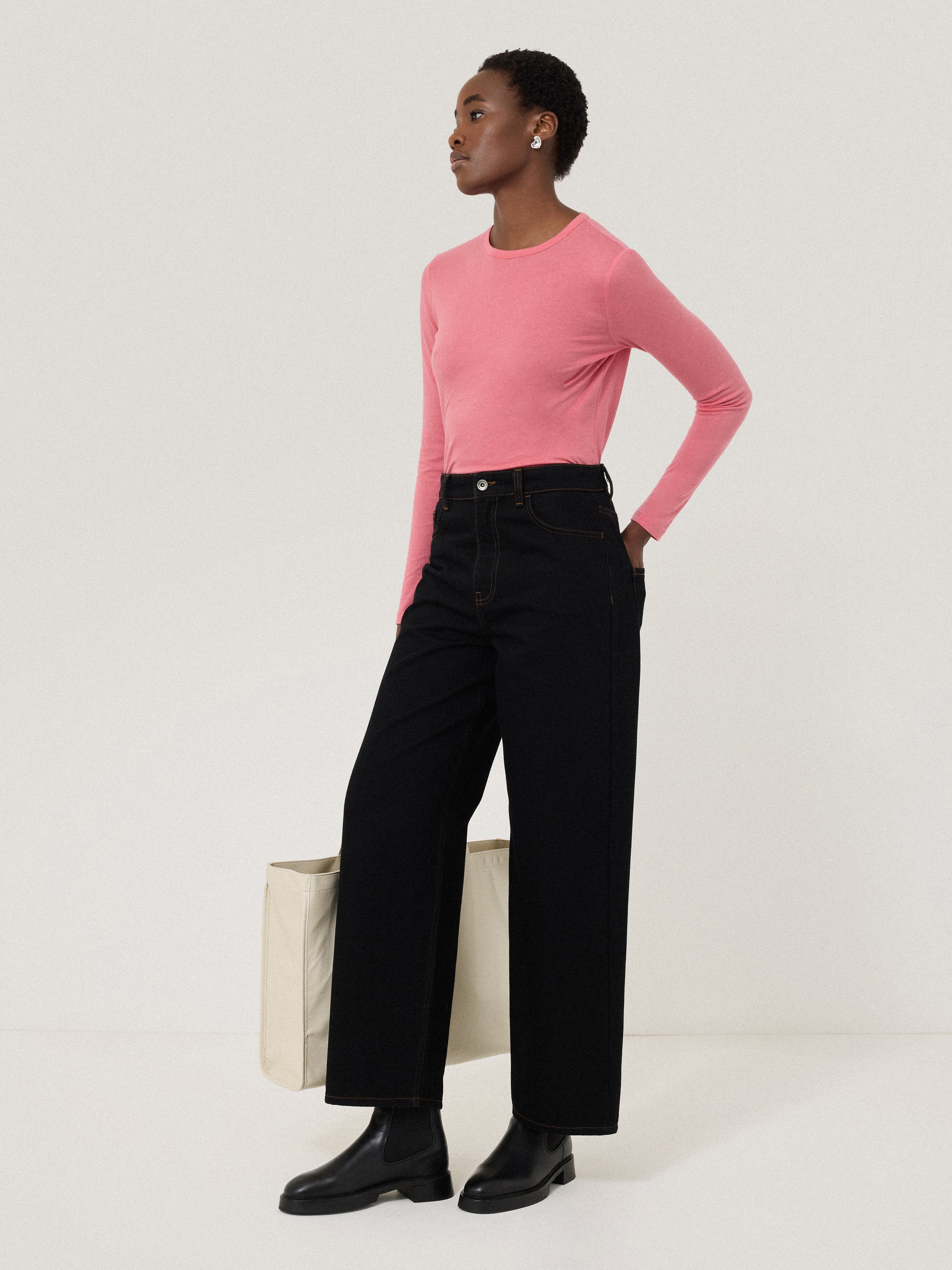 Supima Cotton Long Sleeve T-shirt | Pink Quartz - Image 3