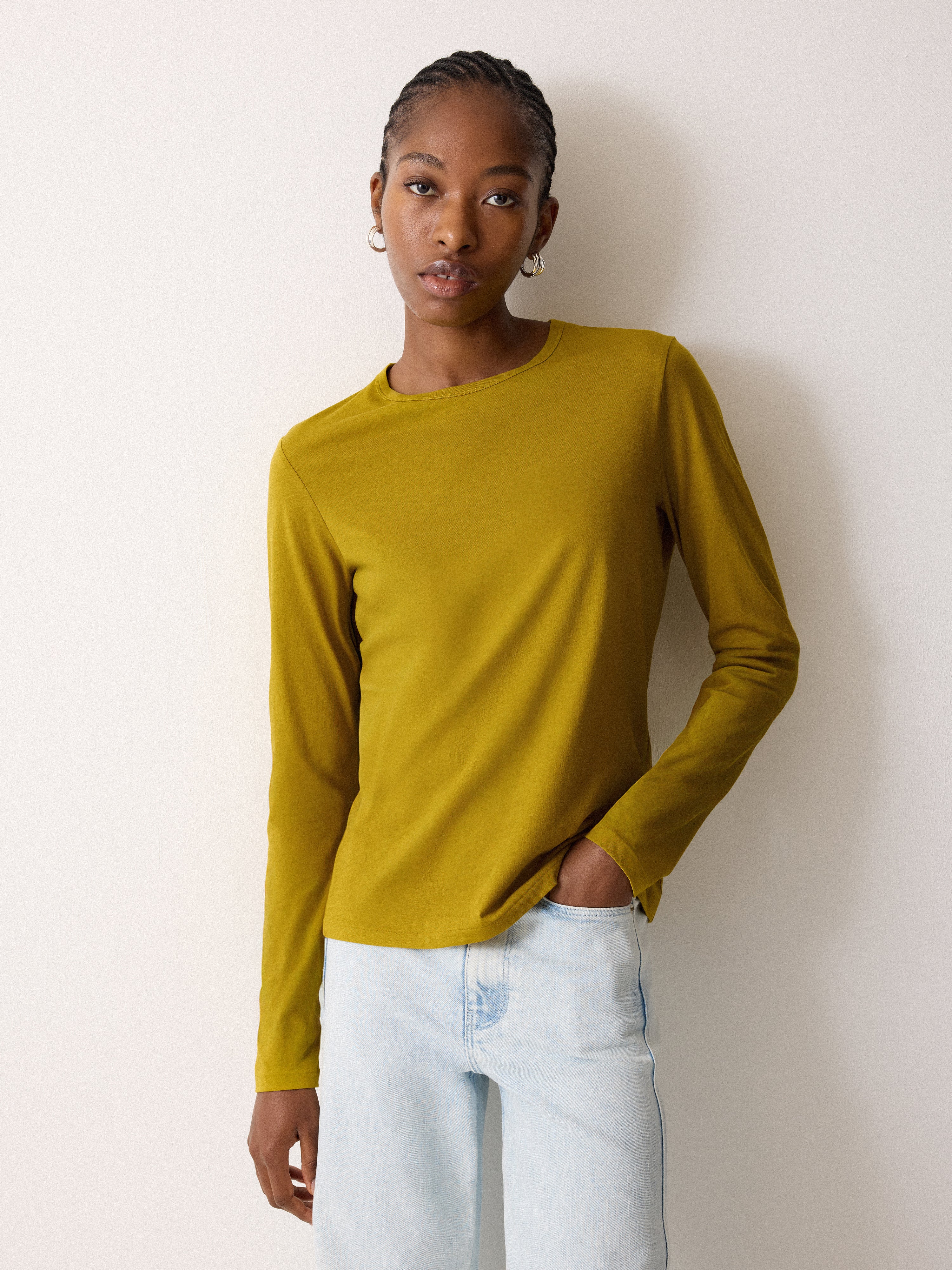 Supima Cotton Long Sleeve Tee | Vintage Chartreuse - Image 3