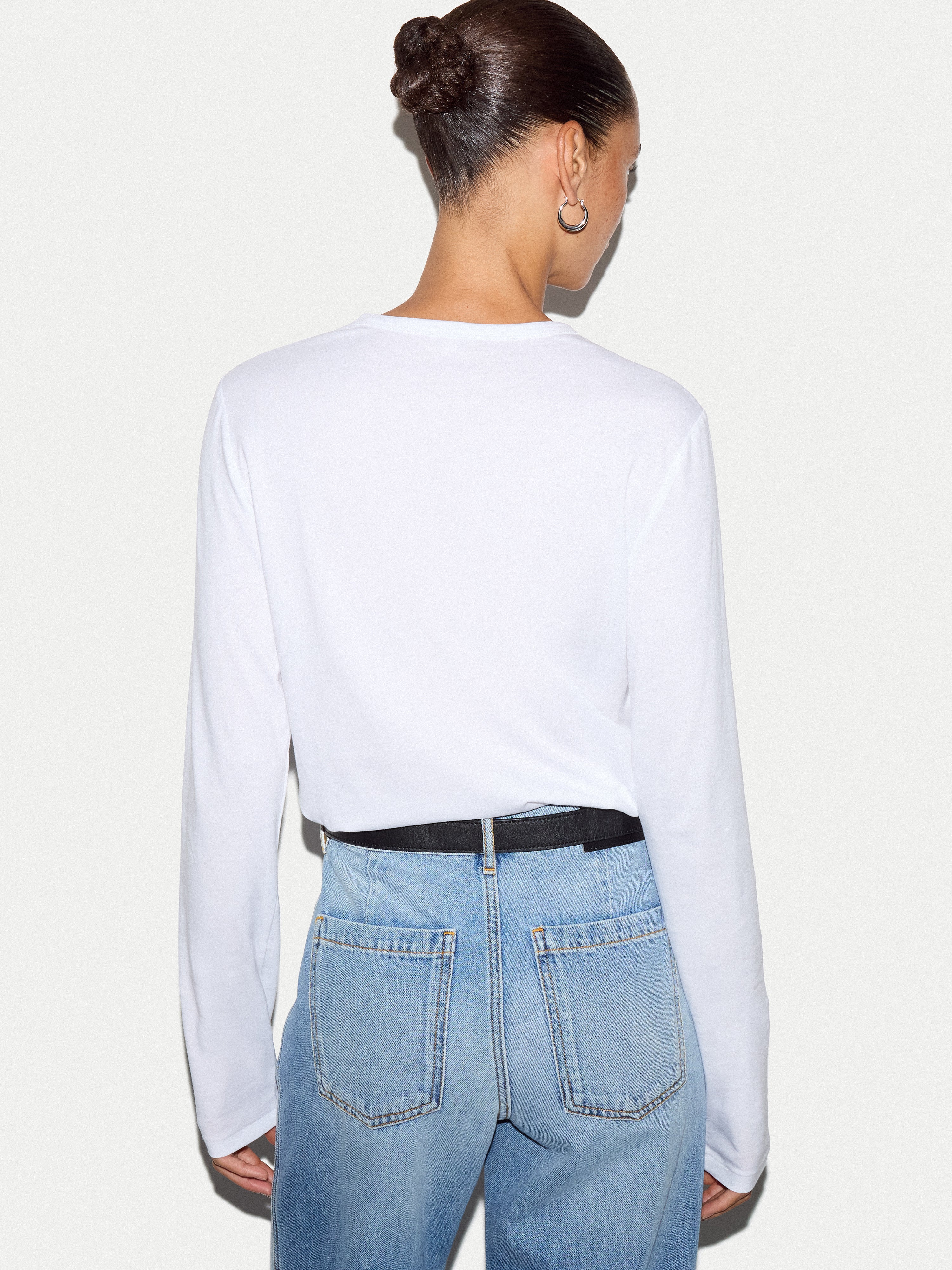 Supima Cotton Long Sleeve T-shirt | White - Image 4