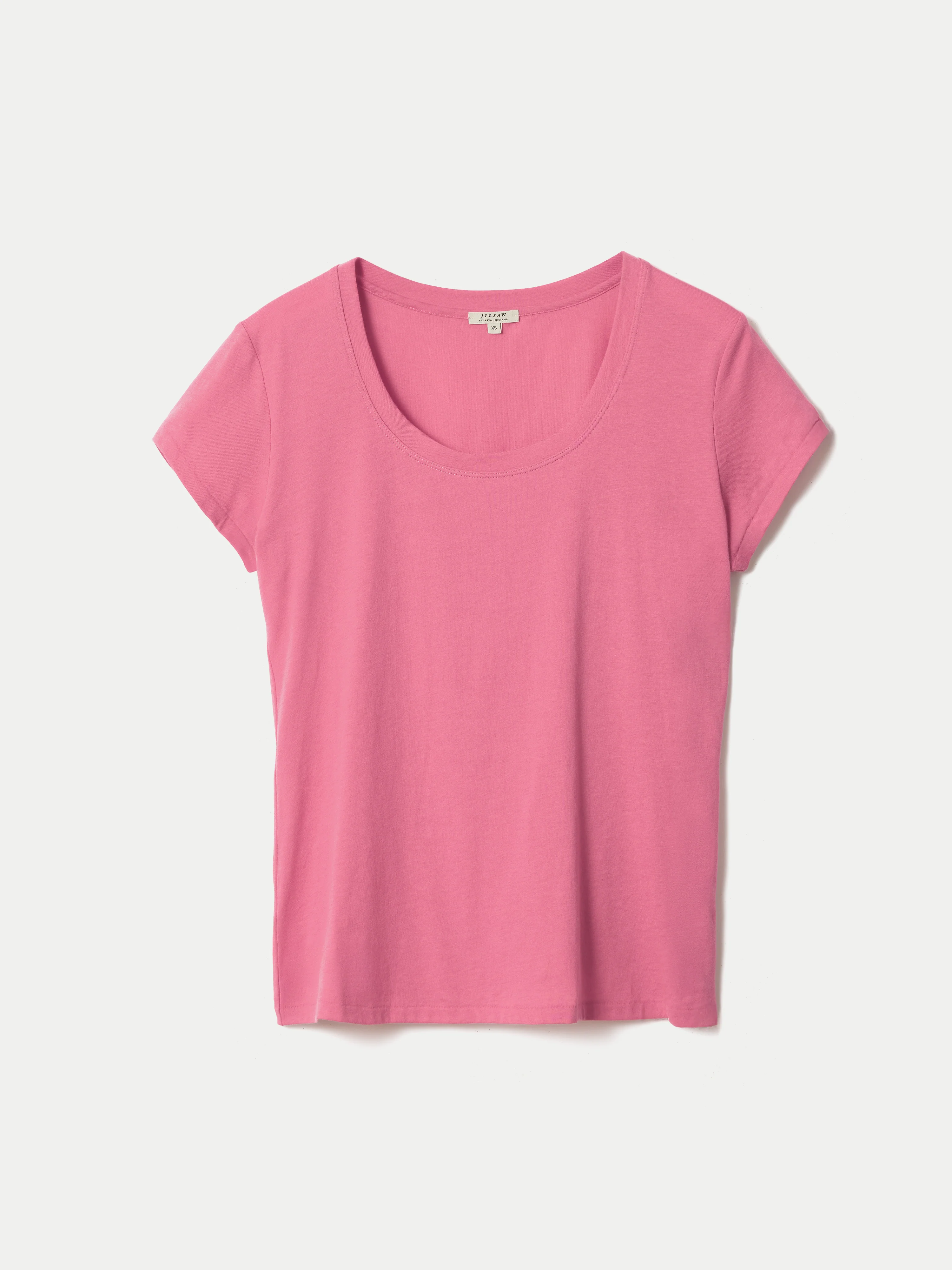 Supima Cotton Scoop Neck T-shirt | Bright Pink - Image 5