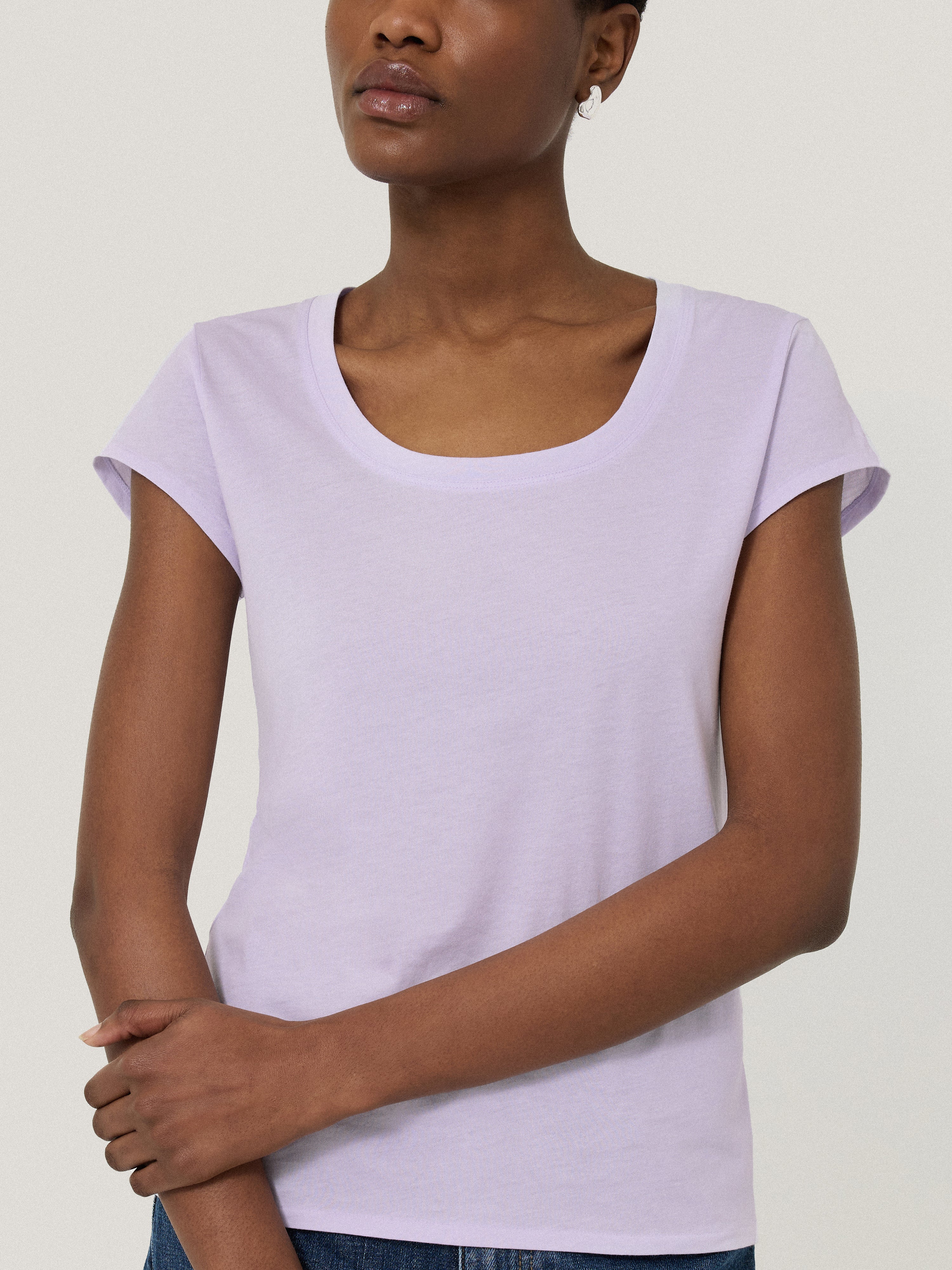 Supima Cotton Scoop Neck T-shirt | Lilac Ice - Image 2