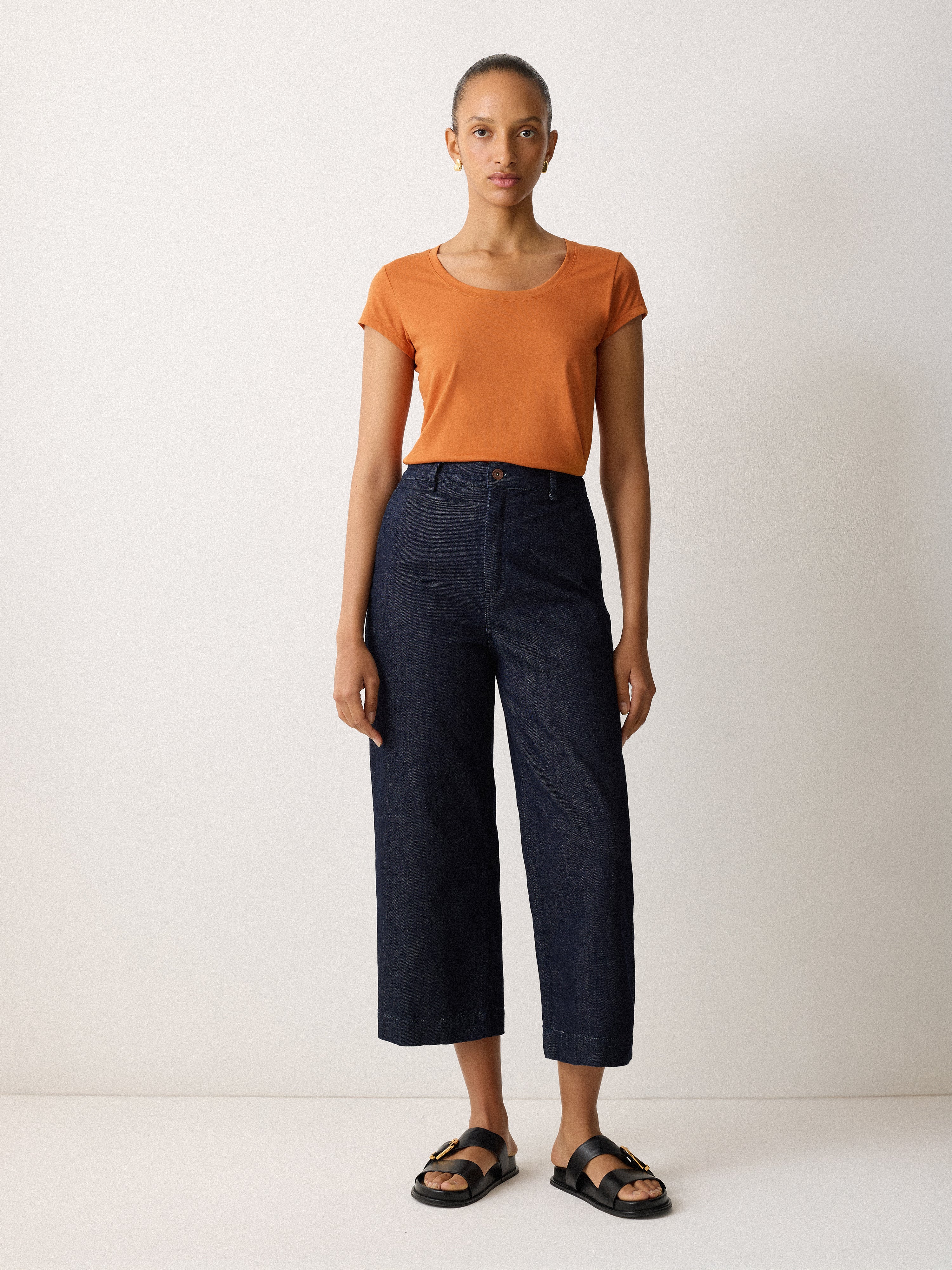 Supima Cotton Scoop Neck T-shirt | Orange Shimmer - Image 3